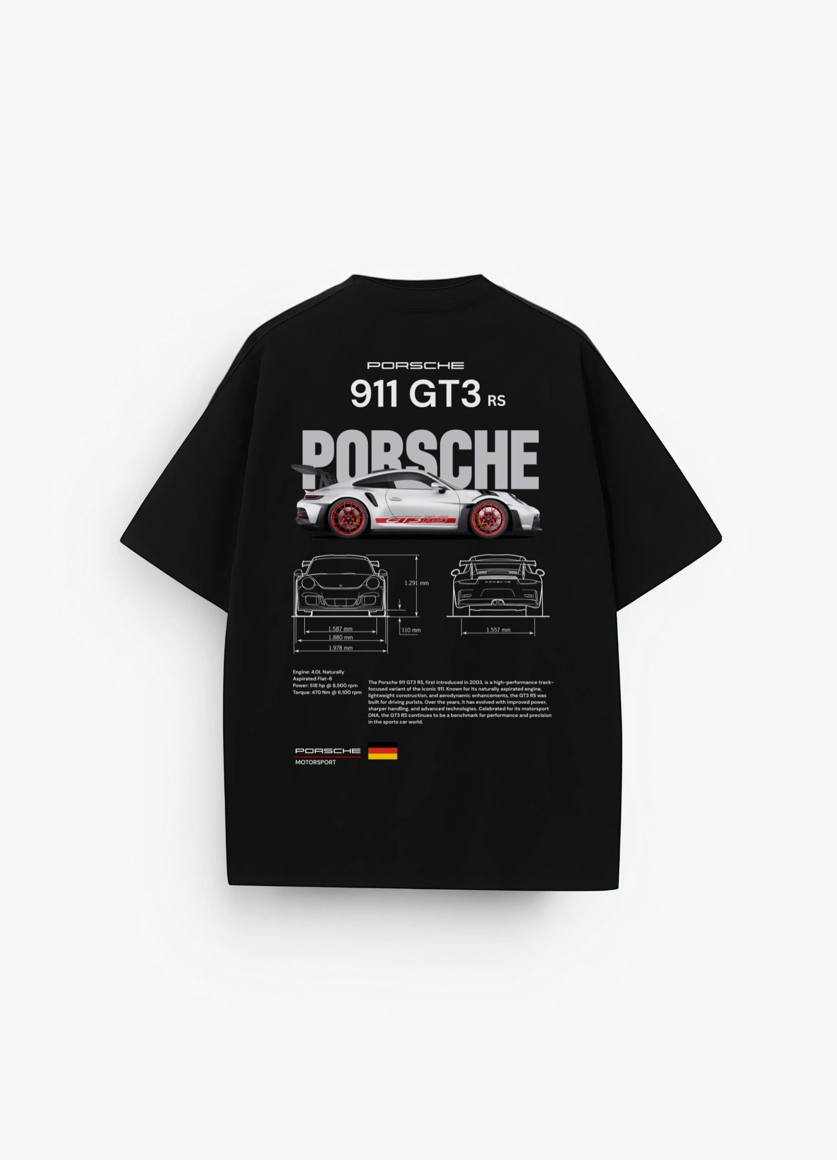 Porsche 911 GT3 RS Oversized T-shirt Black - Strells