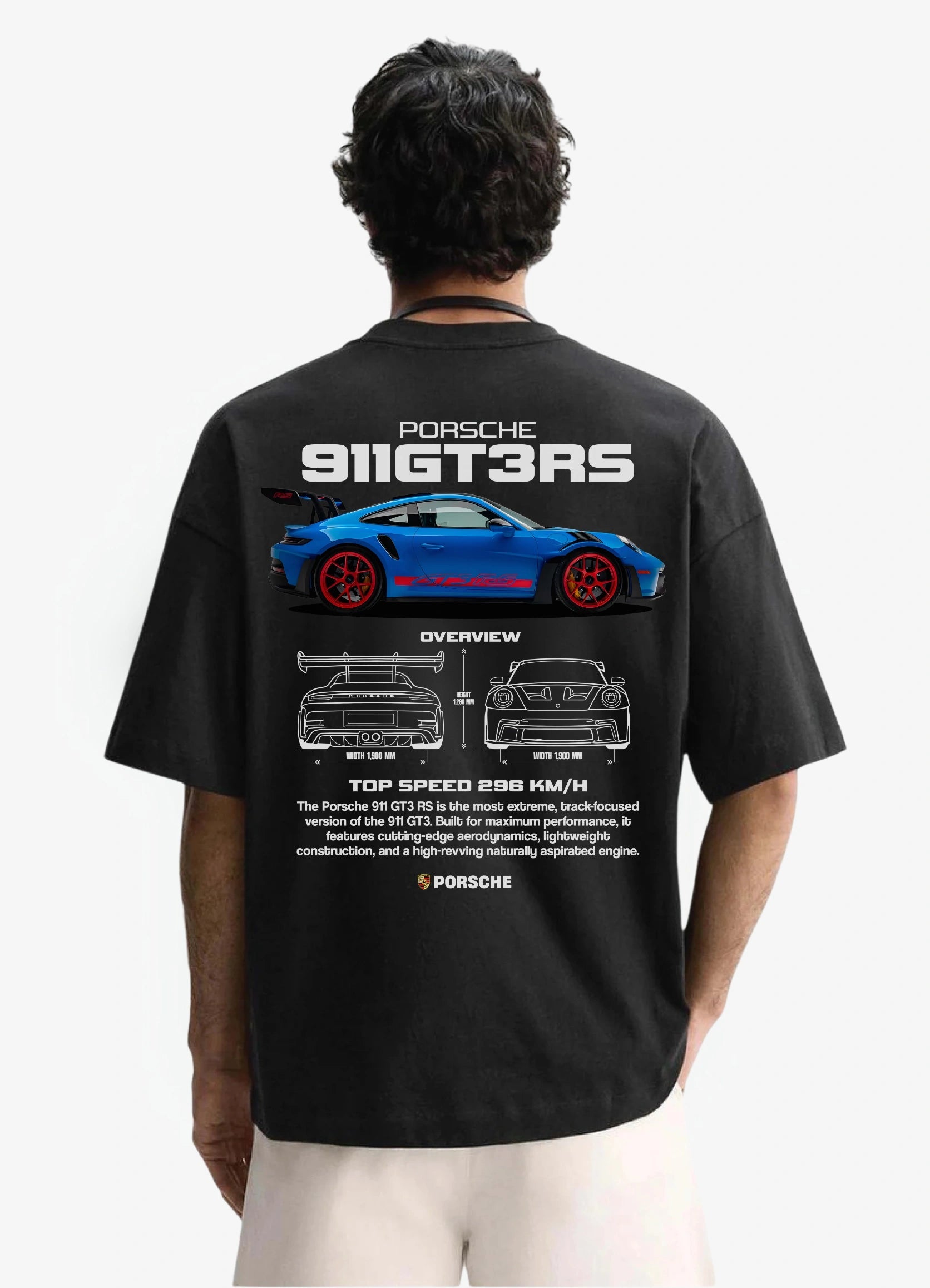 Porsche 911 GT3 RS Oversized T-shirt Black - Strells