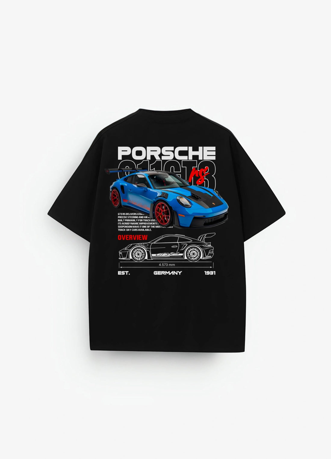 Porsche 911 GT3 RS Oversized T-shirt Black - Strells
