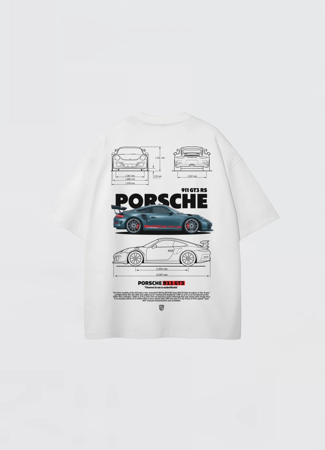 Porsche 911 GT3 RS Oversized T-shirt White - Strells