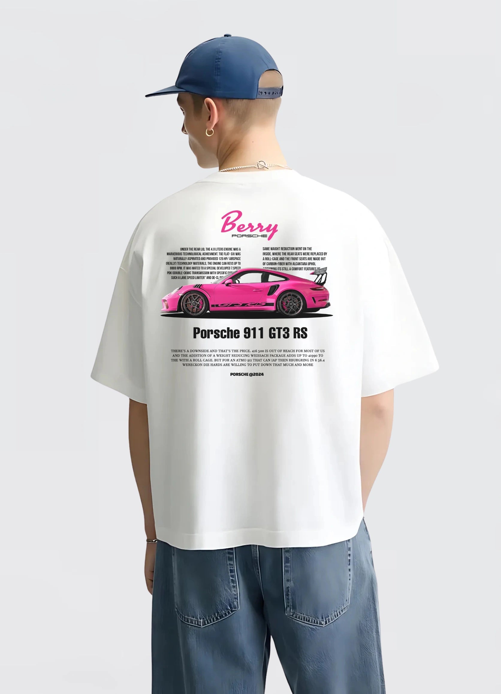 Porsche 911 GT3 RS Oversized T-shirt White - Strells