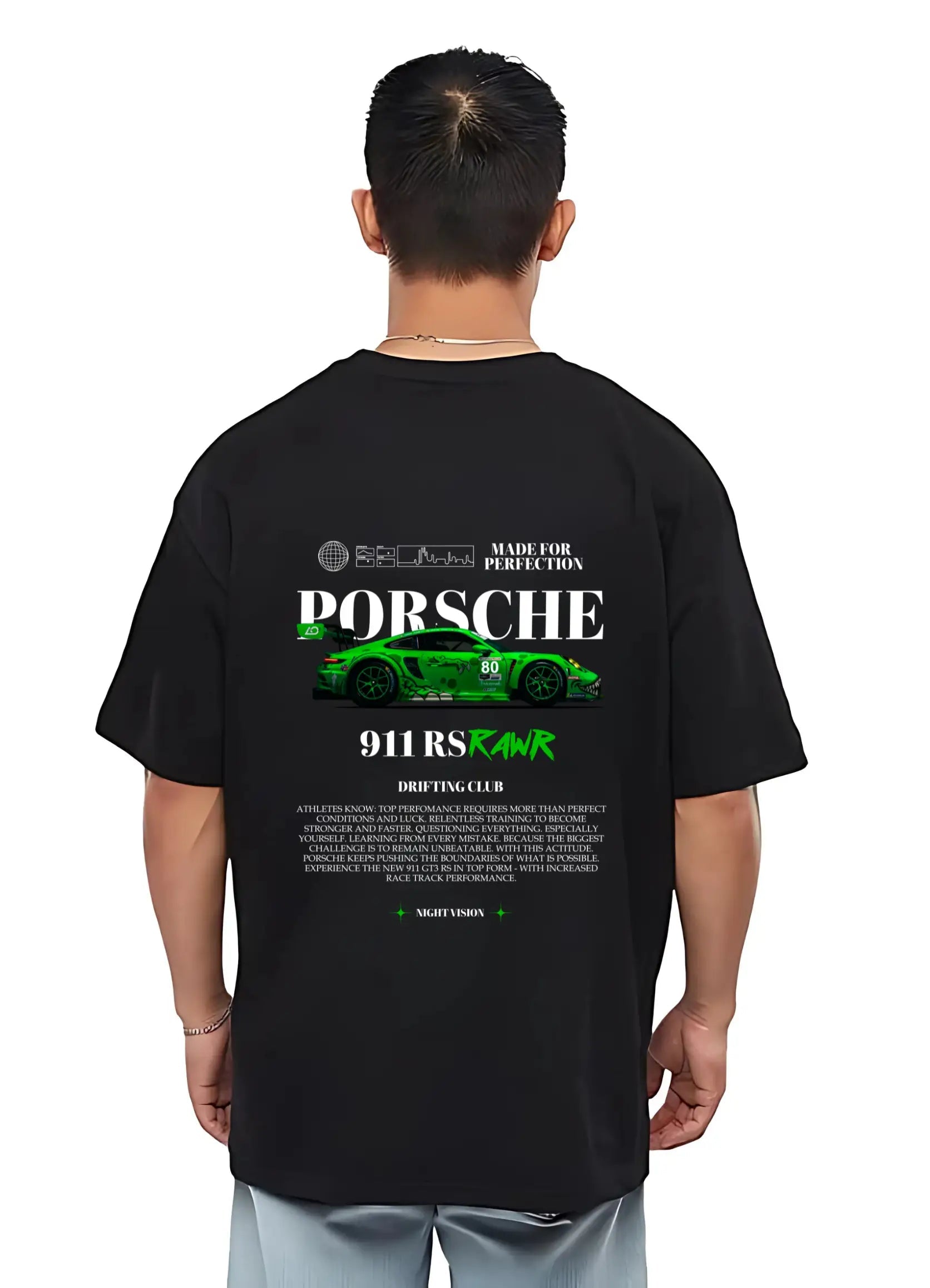 Porsche 911 RSR RAWR Oversized T-shirt Black - Strells