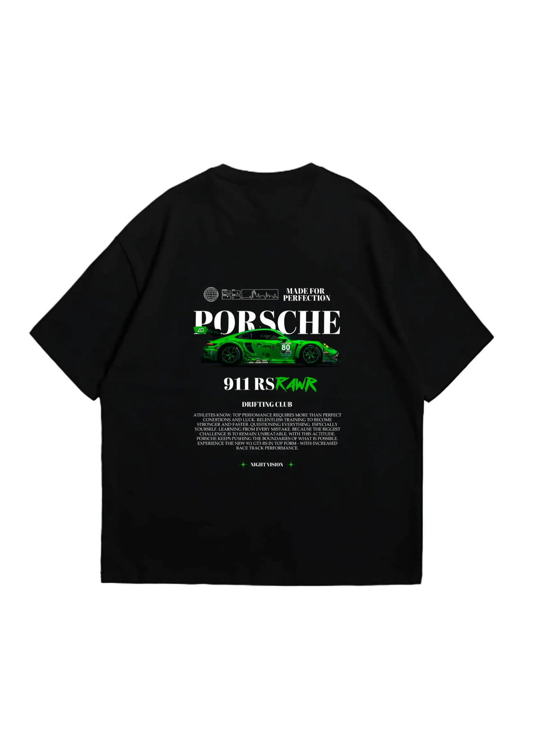 Porsche 911 RSR RAWR Oversized T-shirt Black - Strells