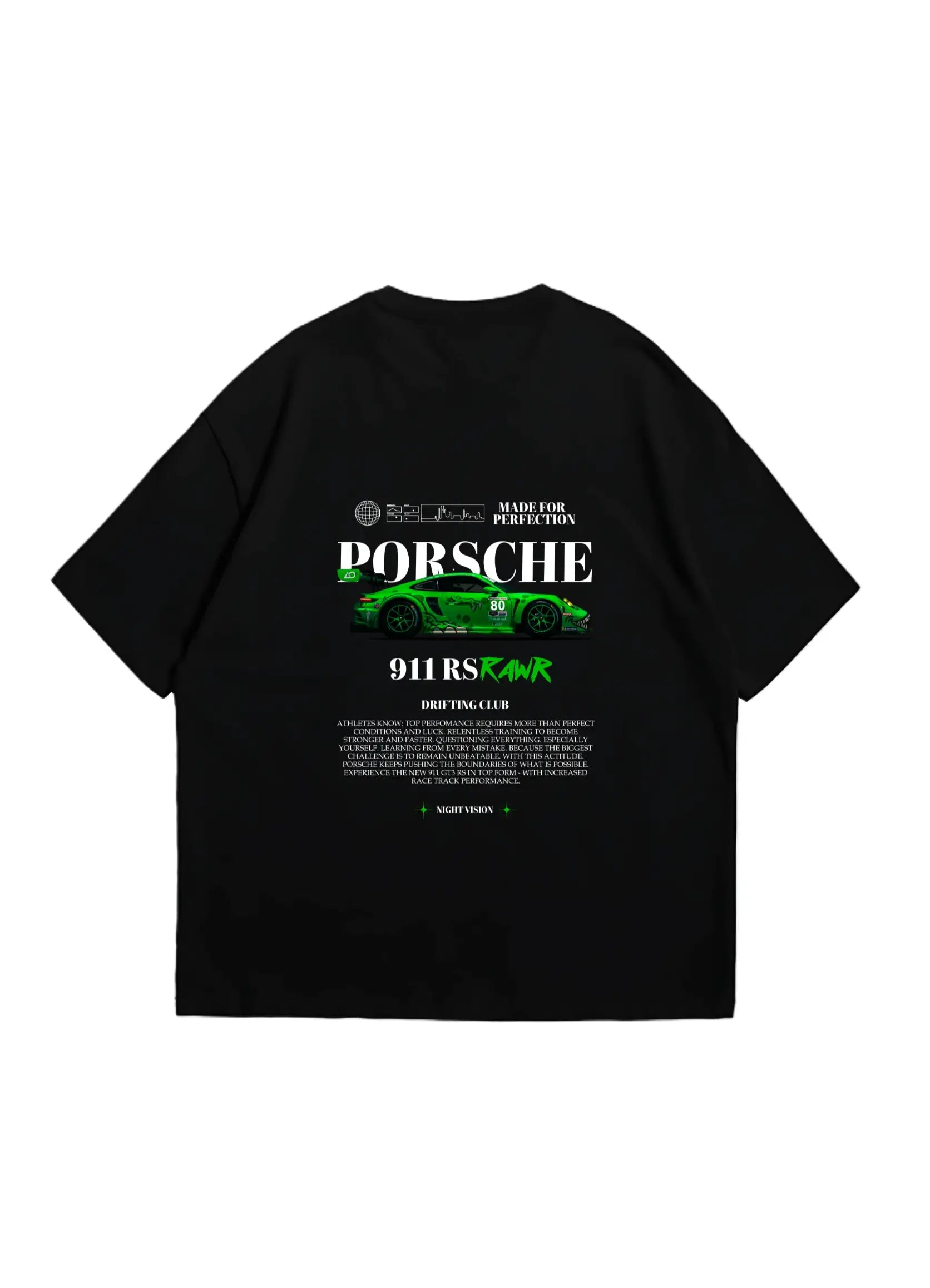 Porsche 911 RSR RAWR Oversized T-shirt Black - Strells