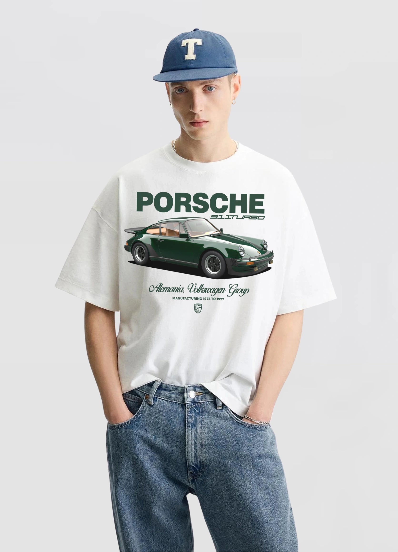 Porsche 911 Turbo Oversized T-shirt White - Strells