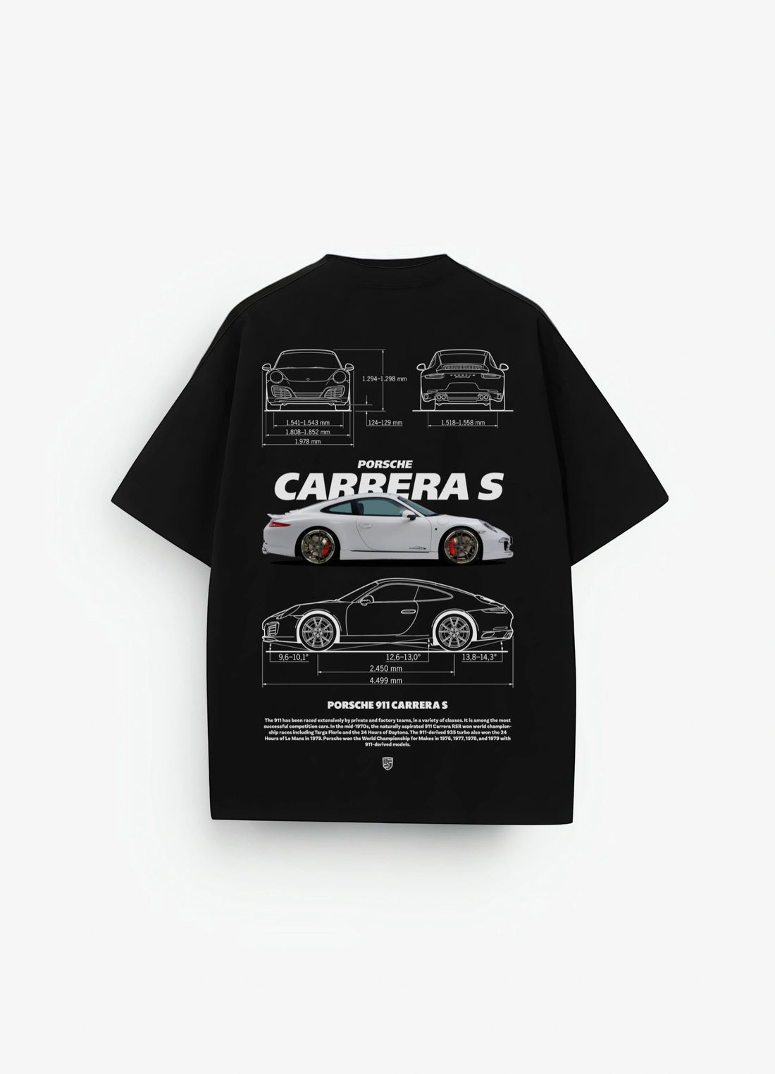 Porsche Carrera S Oversized T-shirt Black - Strells