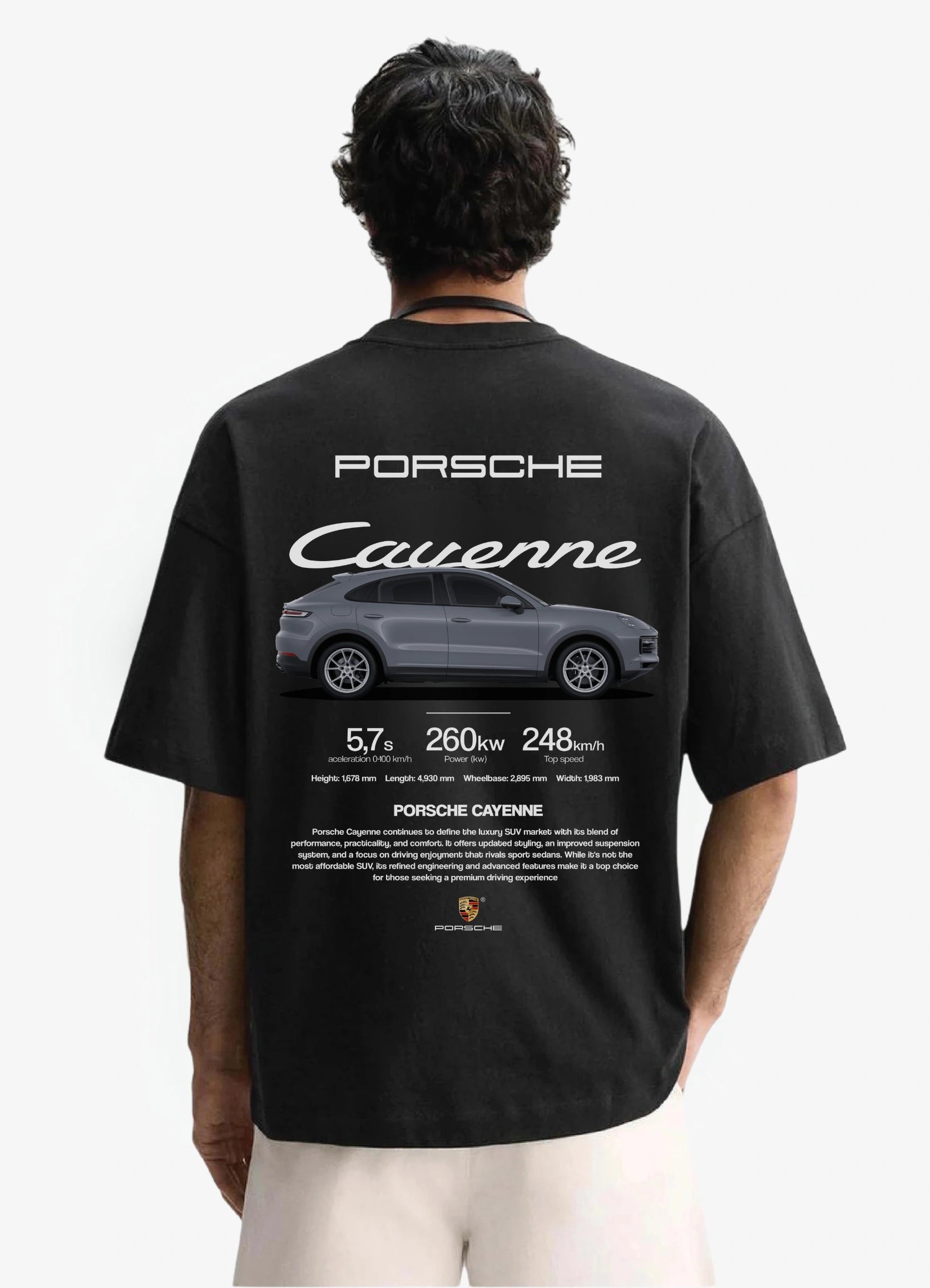 Porsche Cayenne Oversized T-shirt Black - Strells