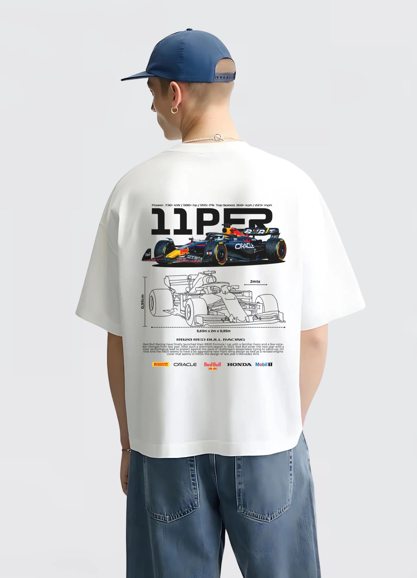 RB20 Red Bull Racing Oversized T-shirt White - Strells