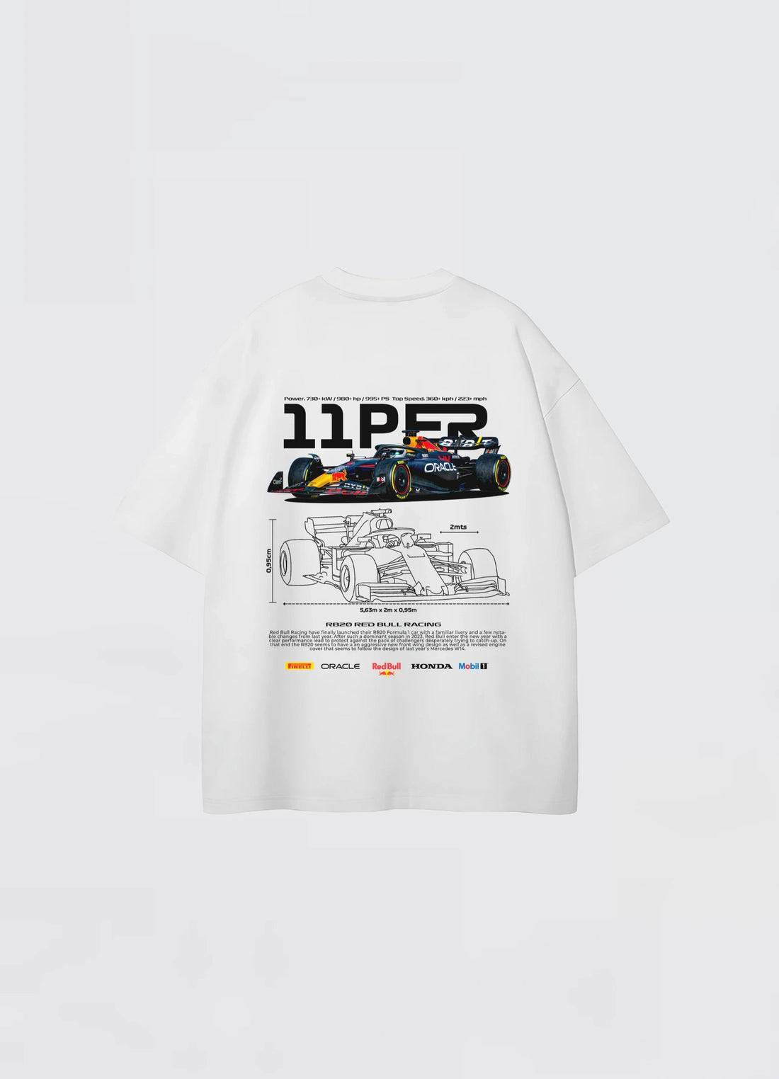 RB20 Red Bull Racing Oversized T-shirt White - Strells
