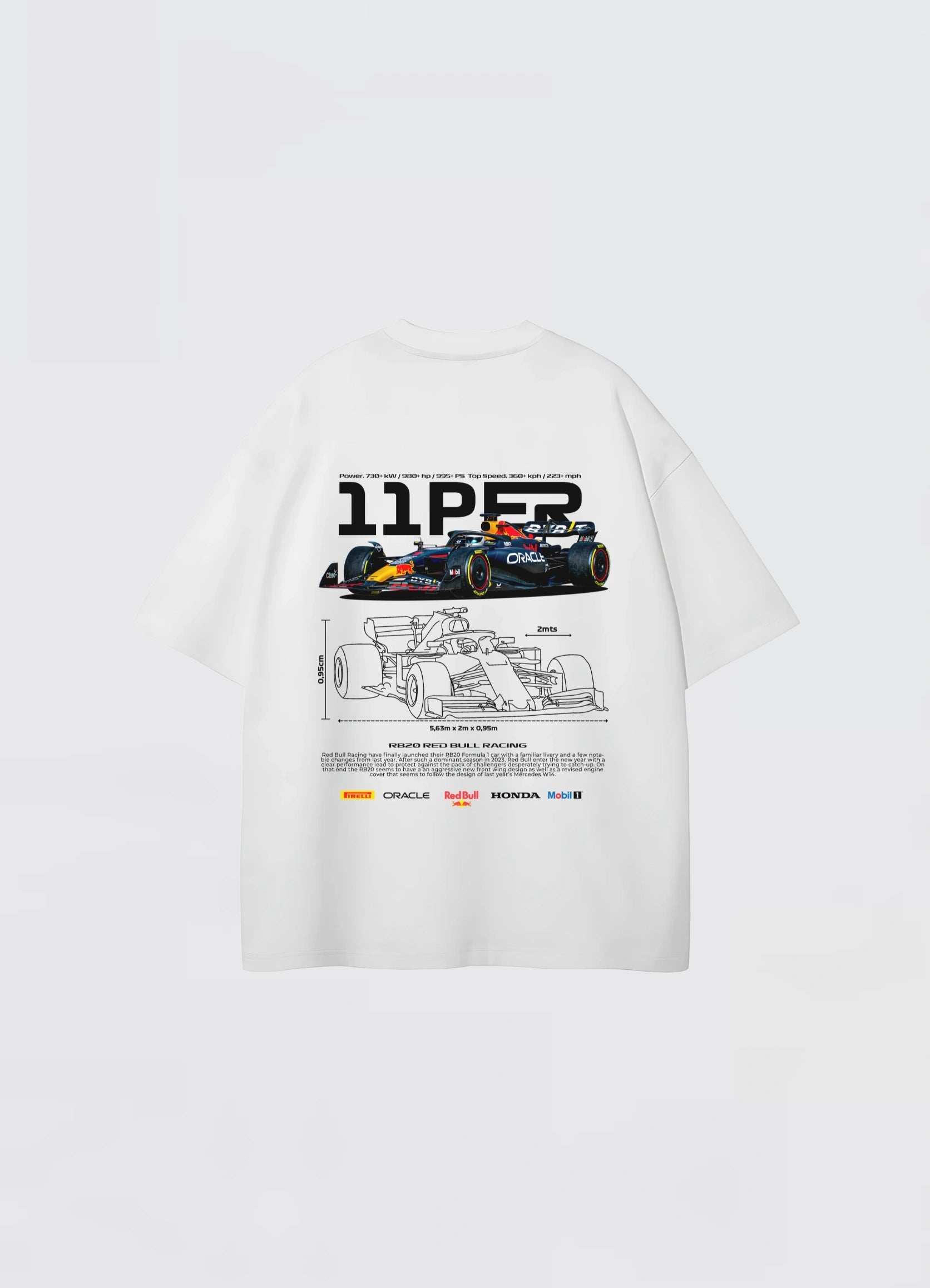 RB20 Red Bull Racing Oversized T-shirt White - Strells