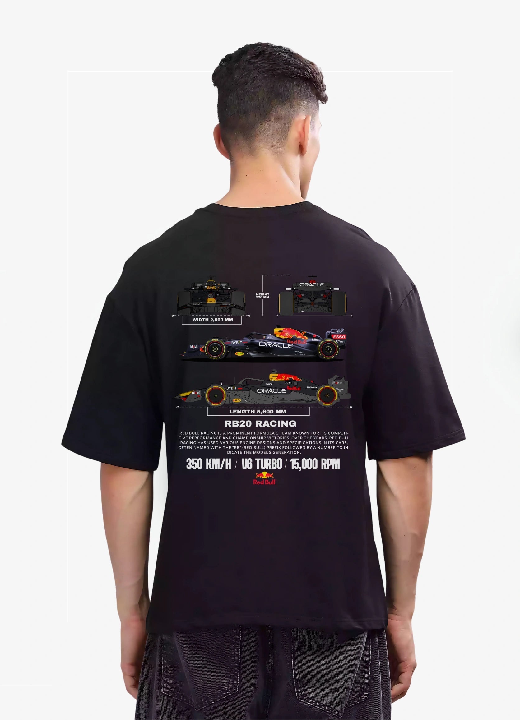 Red Bull Racing RB20 Oversized T-shirt Black - Strells