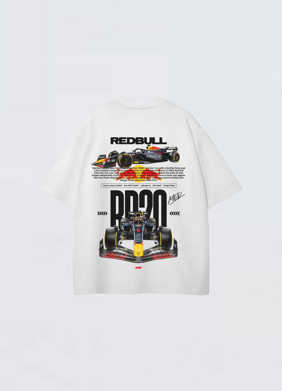 Red Bull Racing RB20 Oversized T-shirt White - Strells