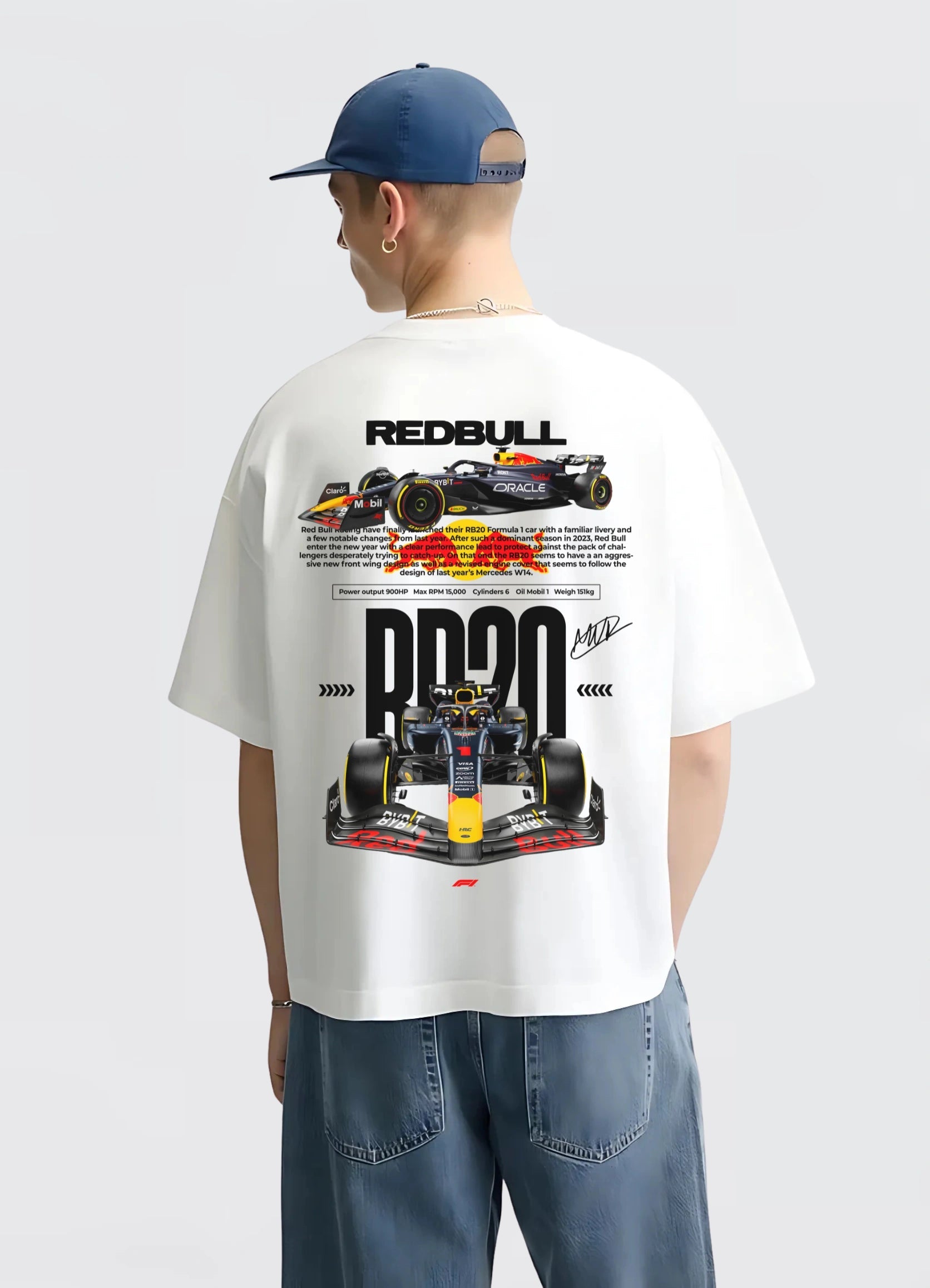 Red Bull Racing RB20 Oversized T-shirt White - Strells