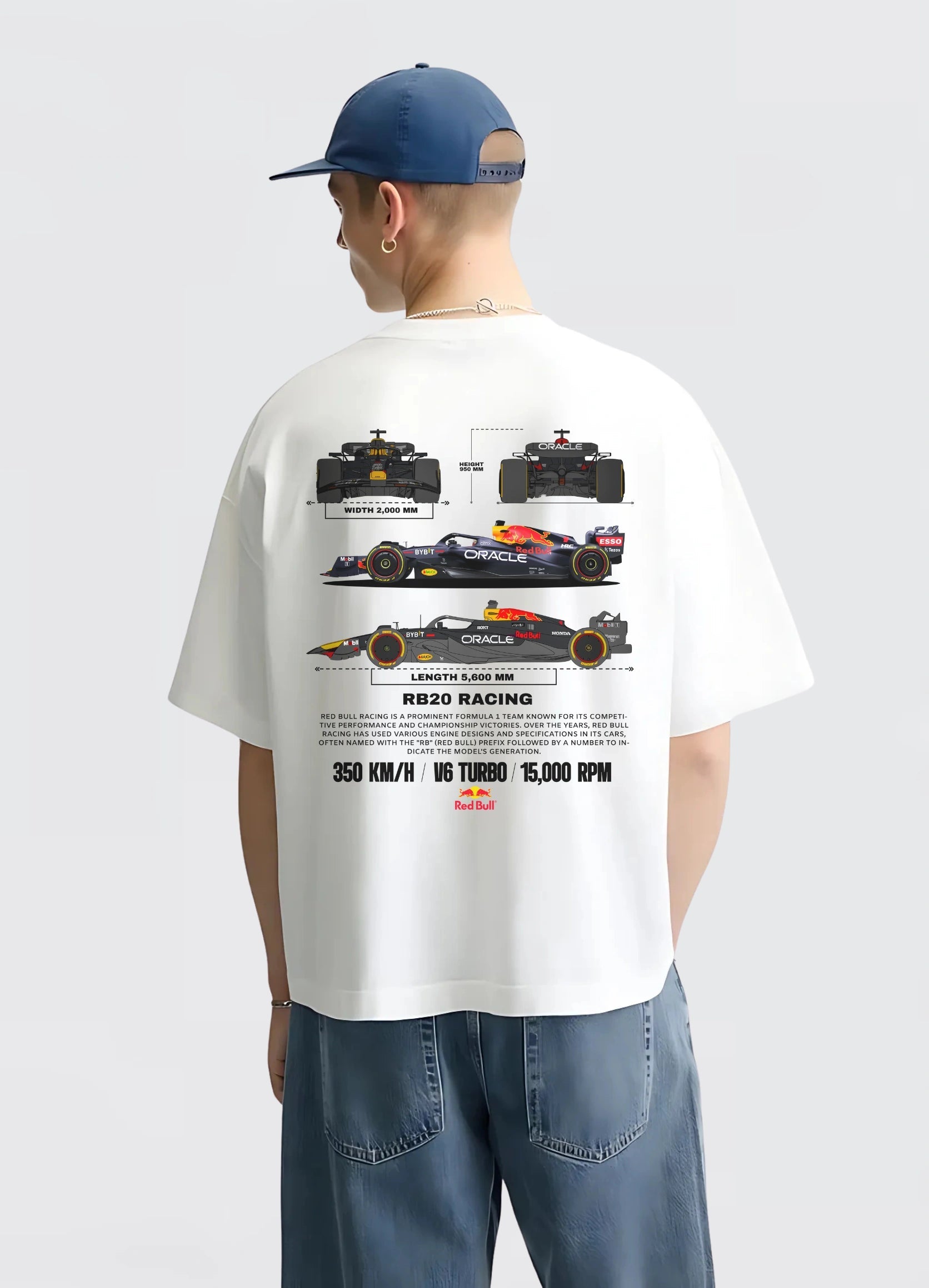 Red Bull Racing RB20 Oversized T-shirt White - Strells