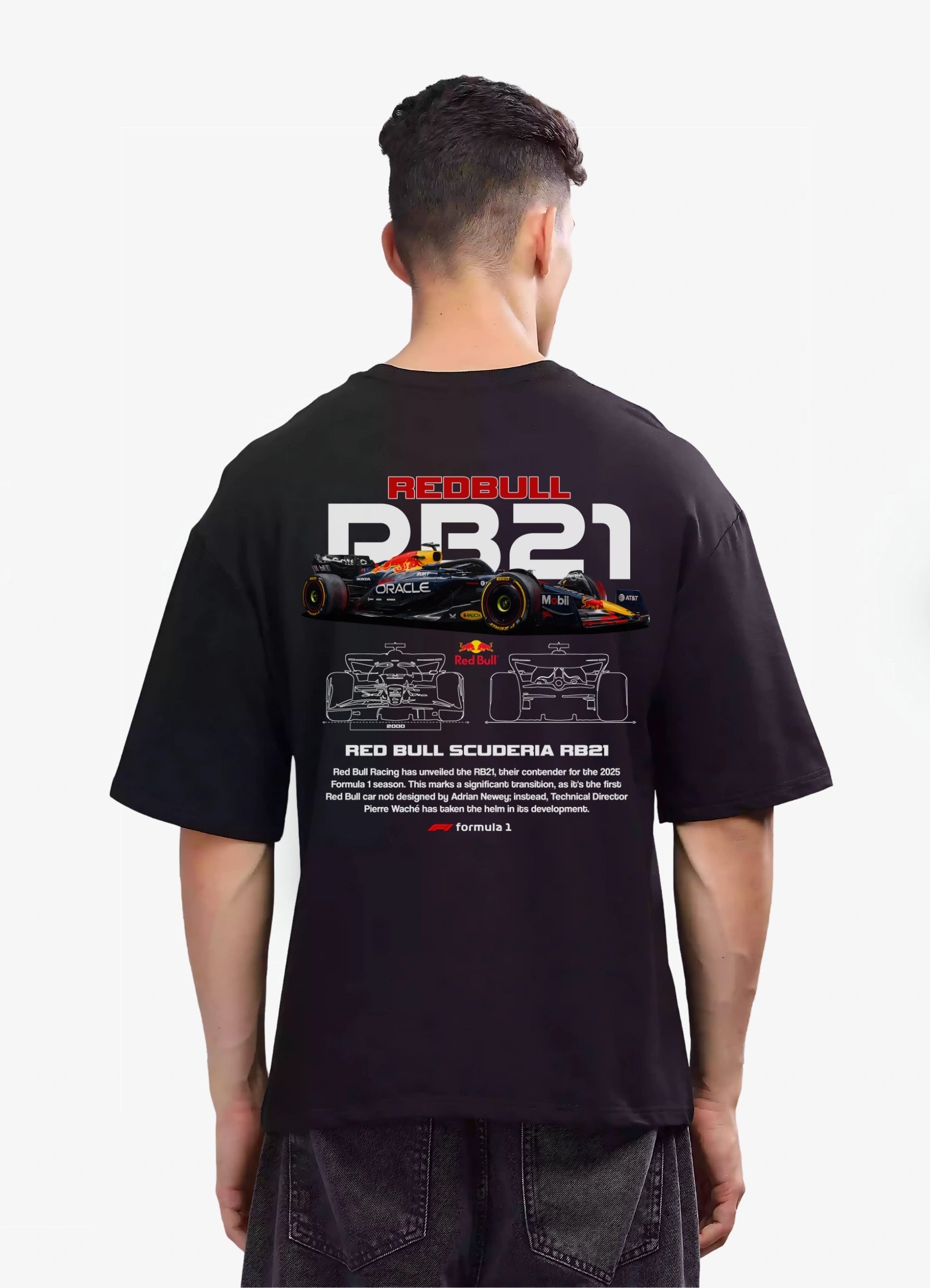 Red Bull Racing RB21 Oversized T-shirt Black - Strells