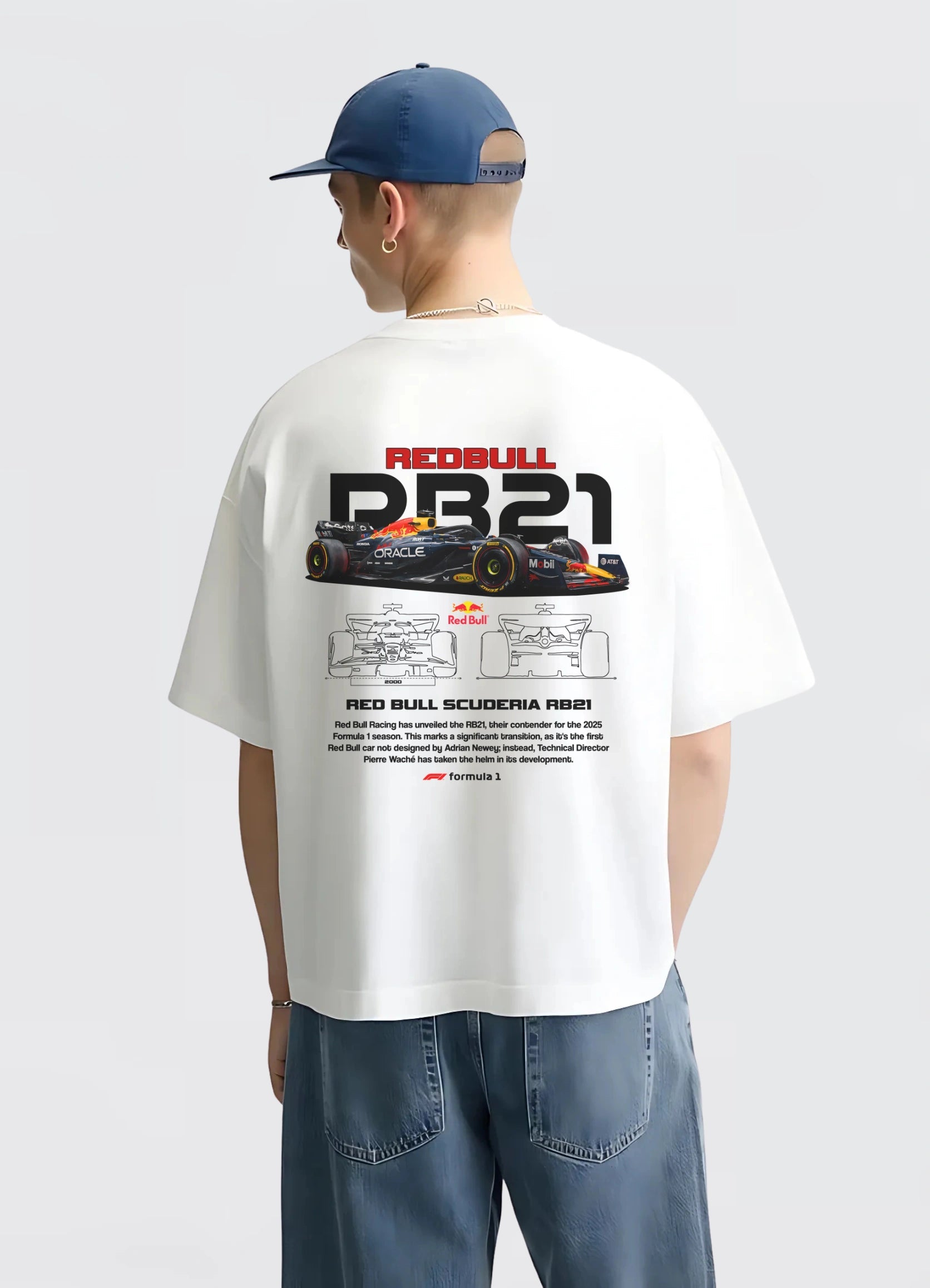 Red Bull Racing RB21 Oversized T-shirt White - Strells