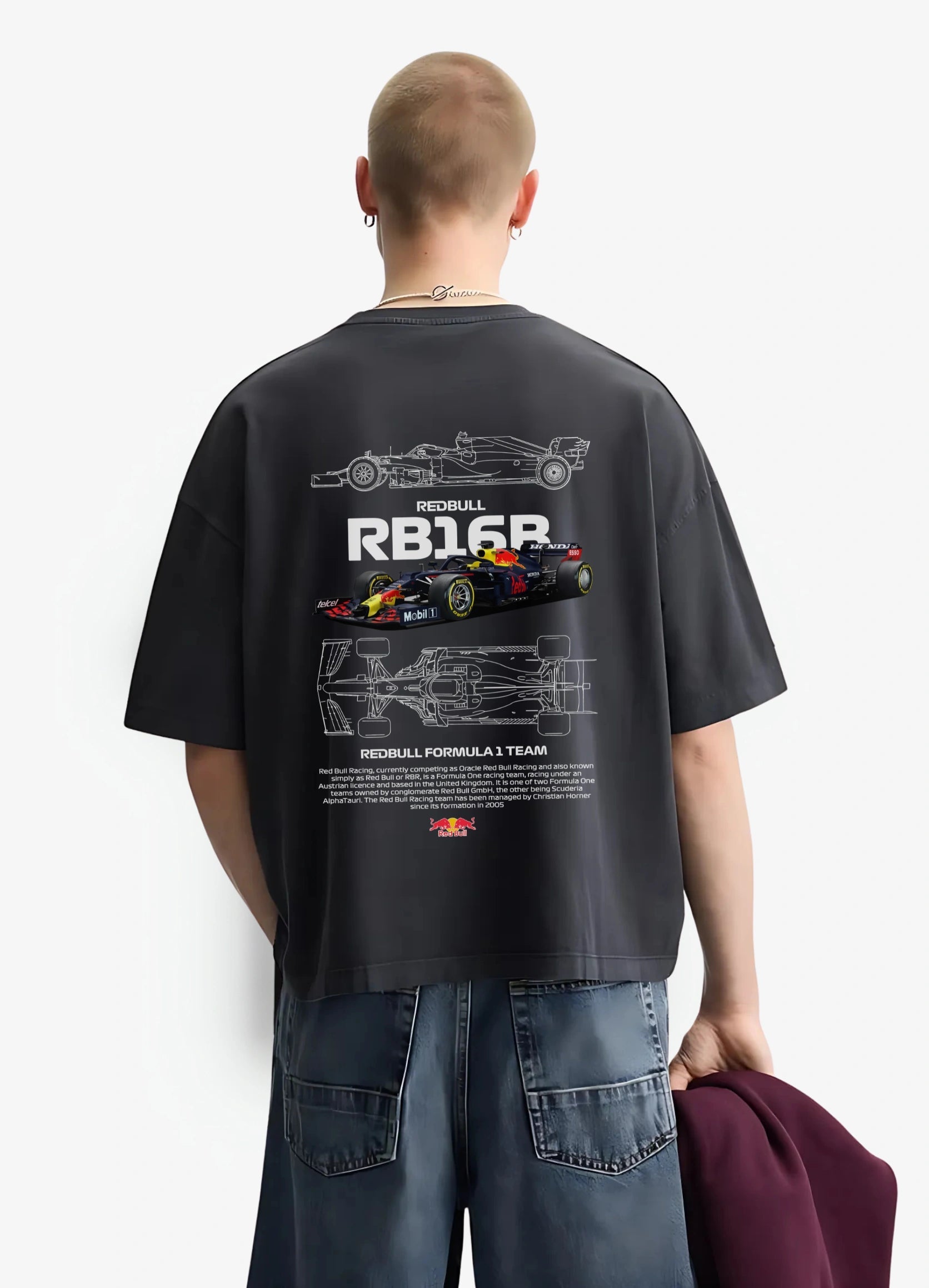 Red bull RB16B Oversized T-shirt Black - Strells