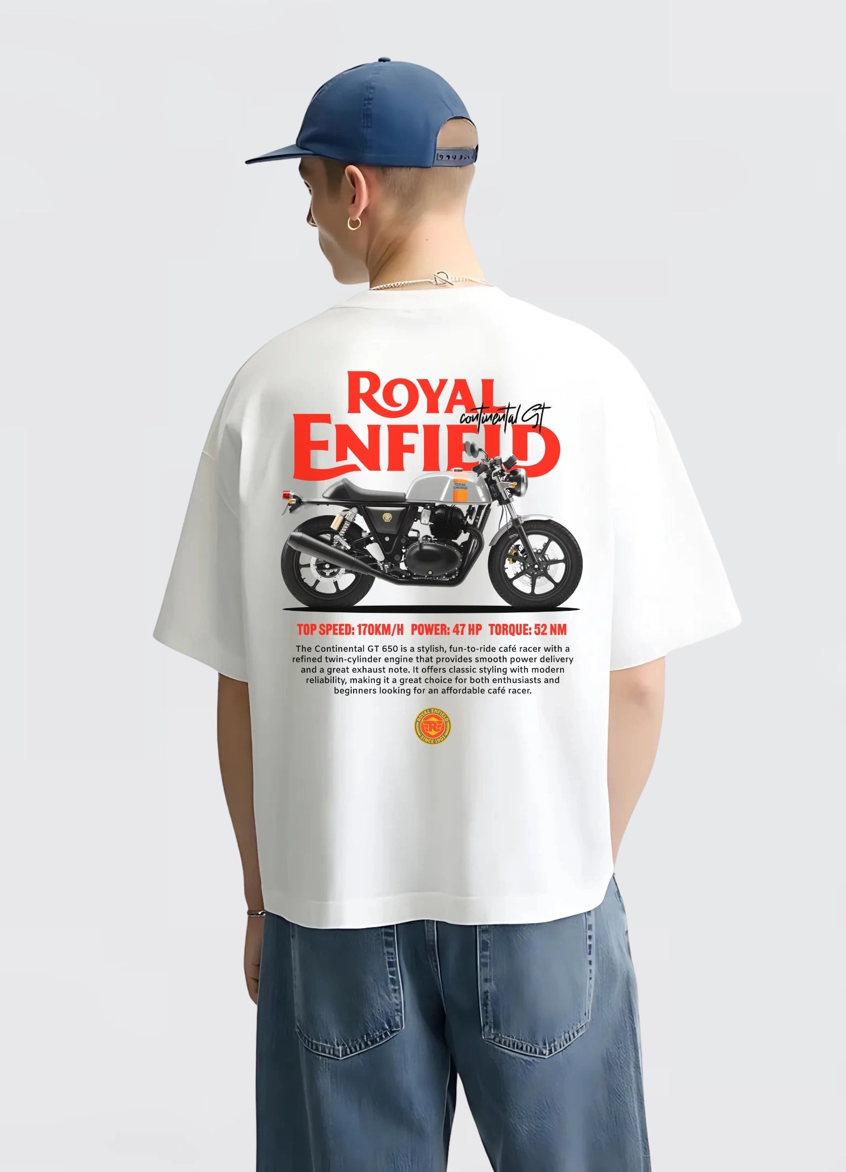 Royal Enfield GT 650 Oversized T-shirt White - Strells
