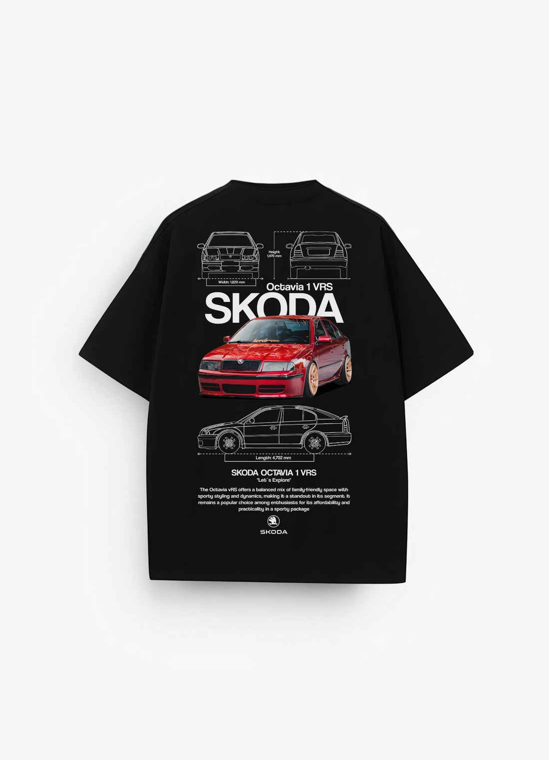 Skoda Octavia 1 VRS Oversized T-shirt Black - Strells
