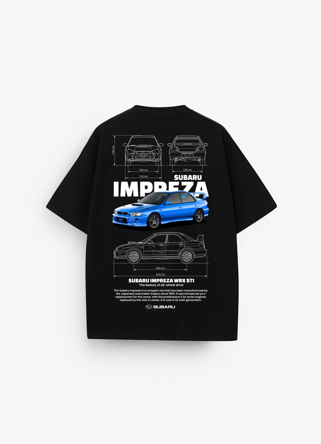 Subaru Impreza WRX STI Oversized T-shirt Black - Strells