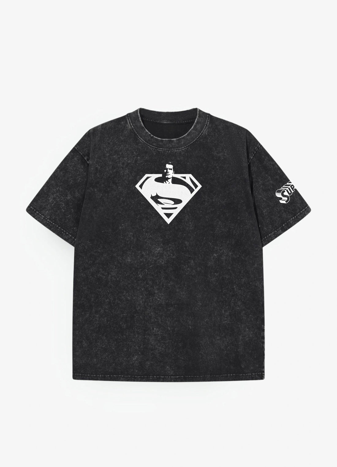 Superman Acid wash Oversized T-shirt Black - Strells