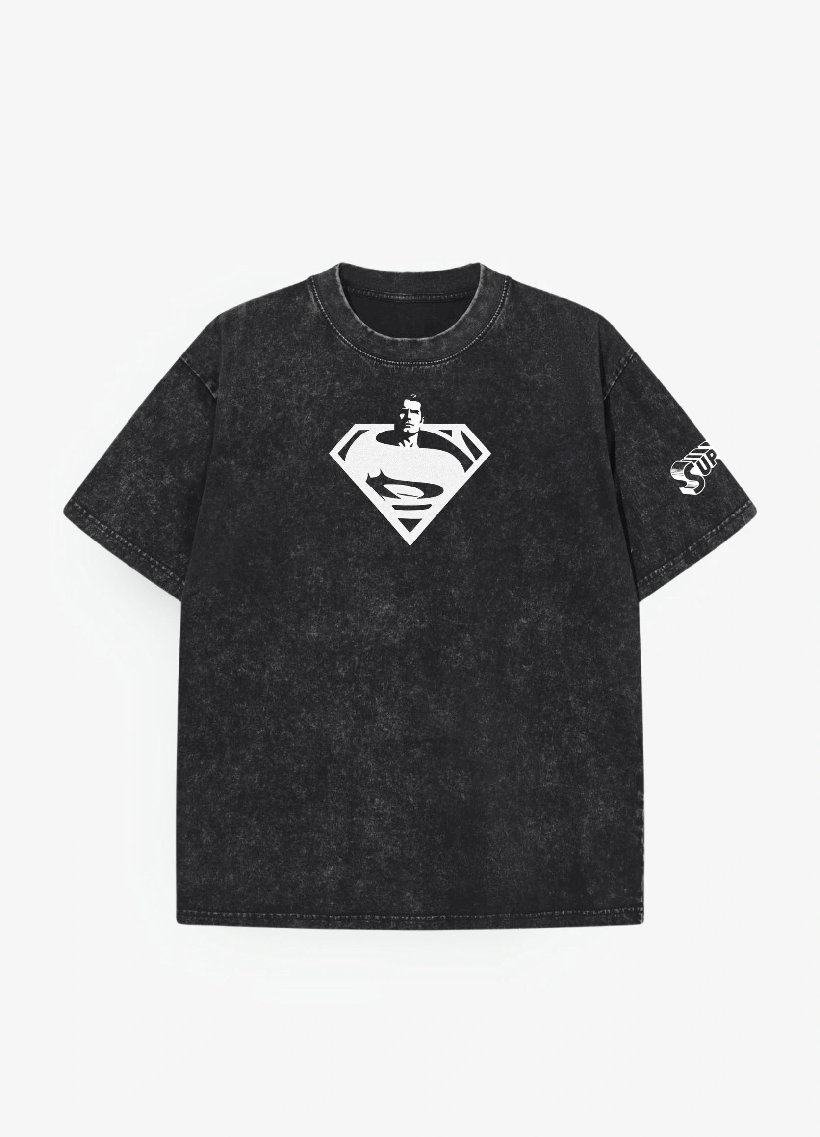Superman Acid wash Oversized T-shirt Black - Strells