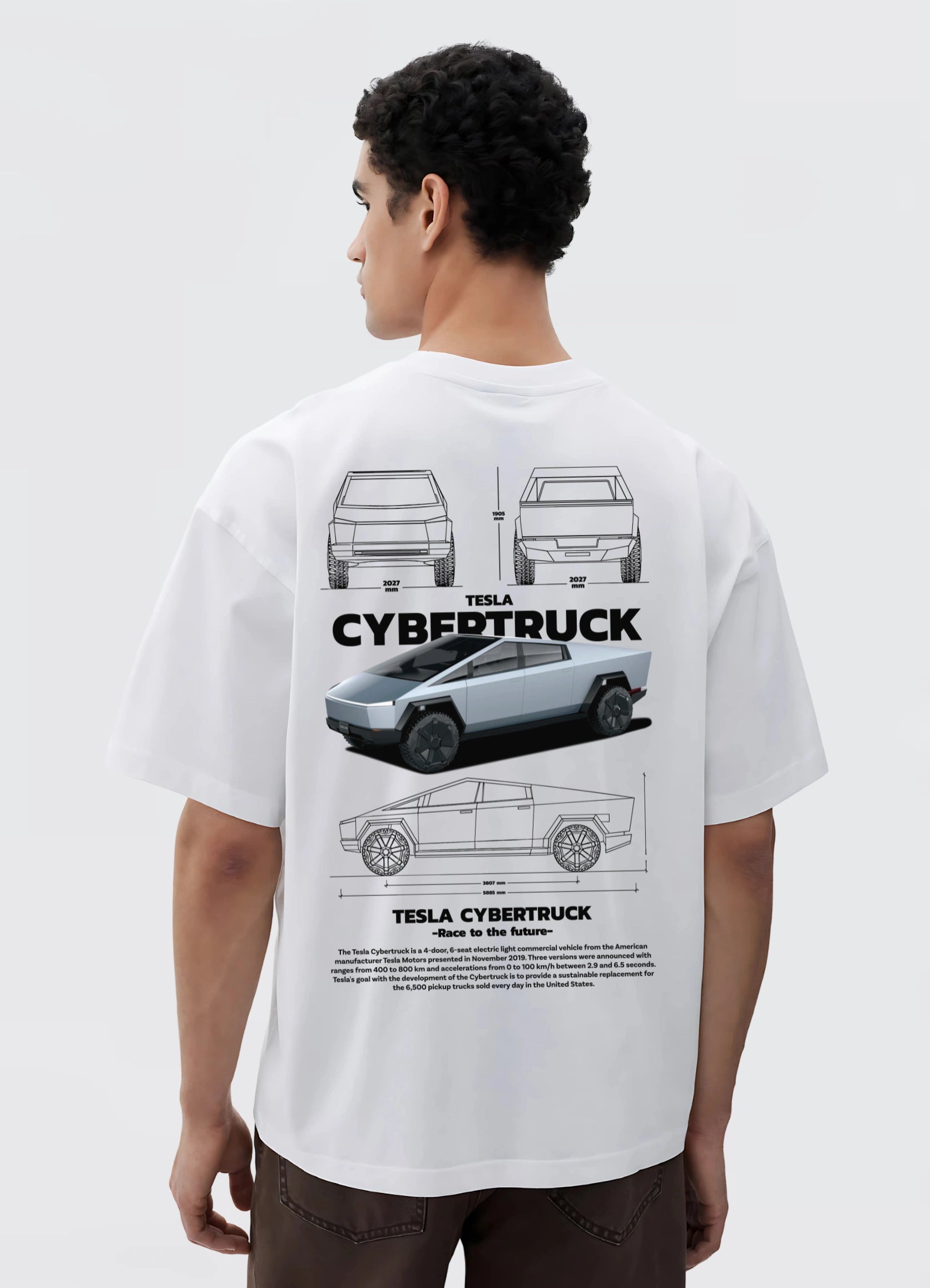 Tesla Cybertruck Oversized T-shirt Off - white - Strells