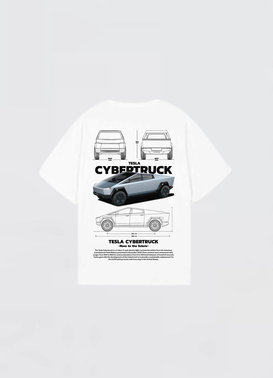 Tesla Cybertruck Oversized T-shirt Off - white - Strells