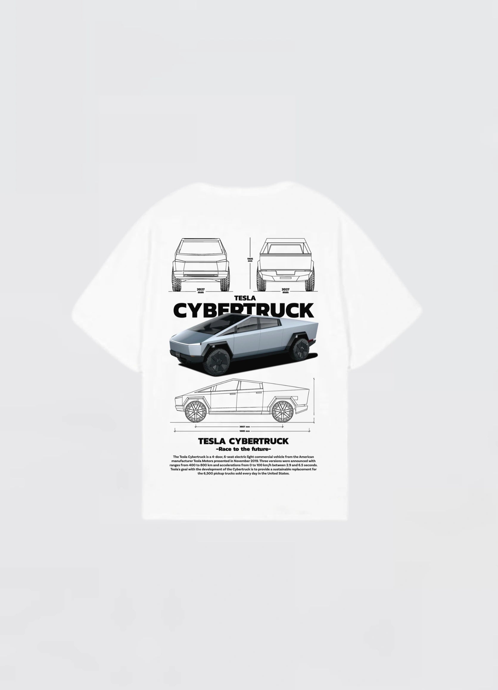 Tesla Cybertruck Oversized T-shirt Off - white - Strells