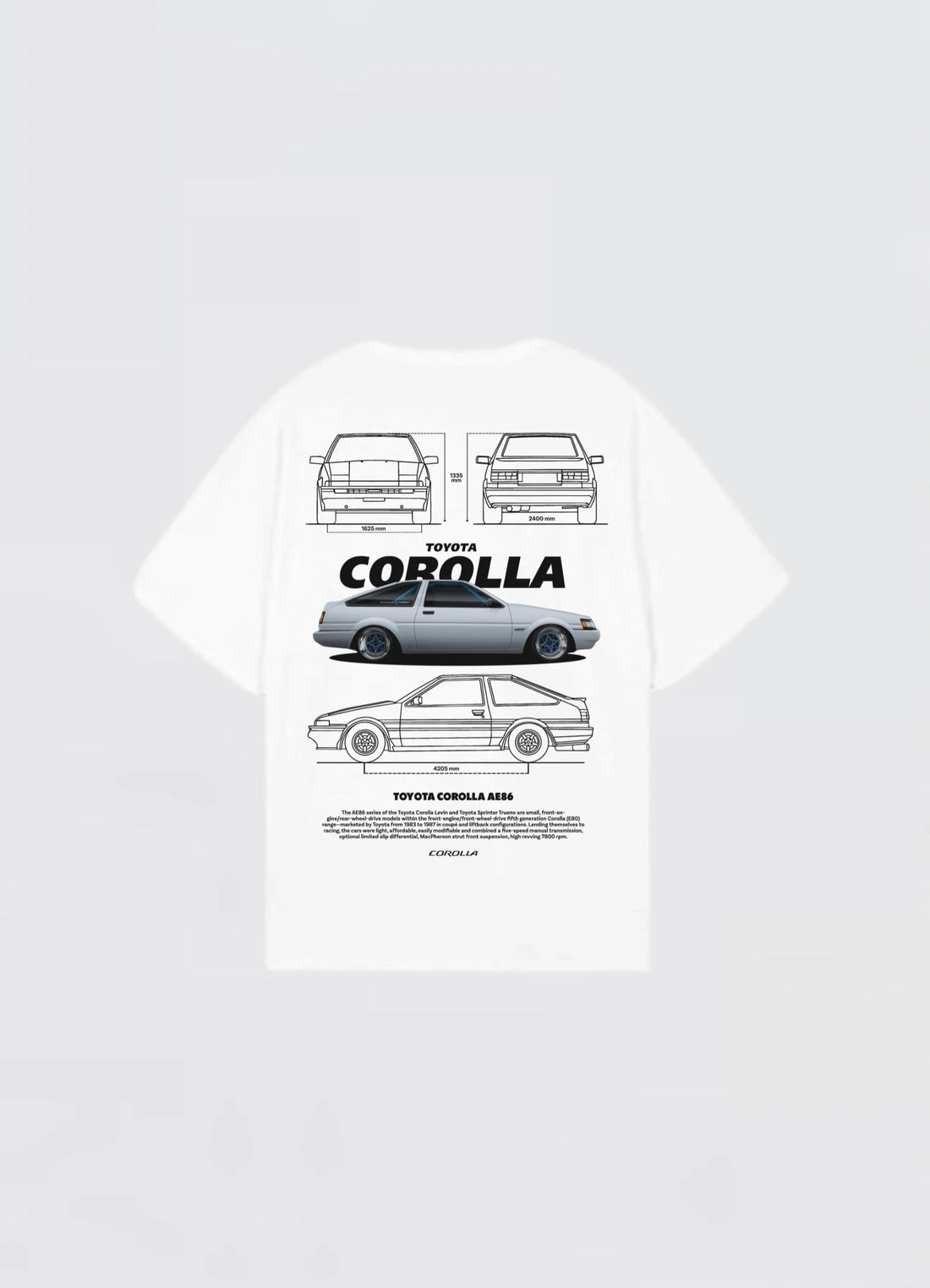 Toyota Corolla AE86 Oversized T-shirt Off - white - Strells