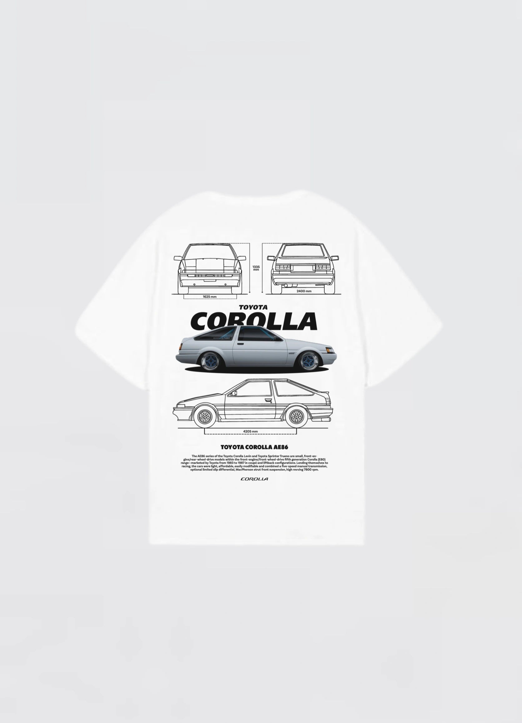 Toyota Corolla AE86 Oversized T-shirt Off - white - Strells
