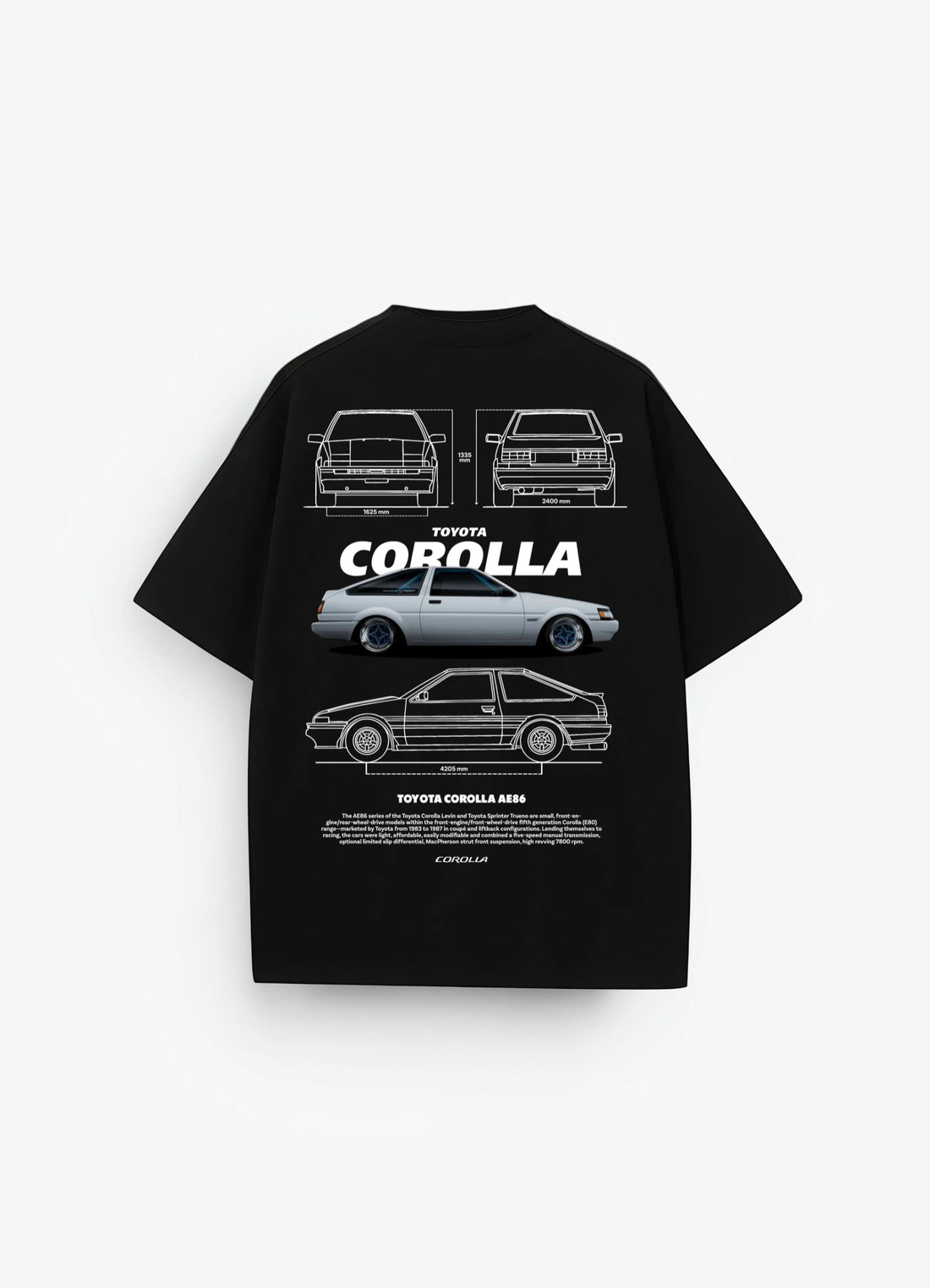 Toyota Corolla Oversized T-shirt Black - Strells