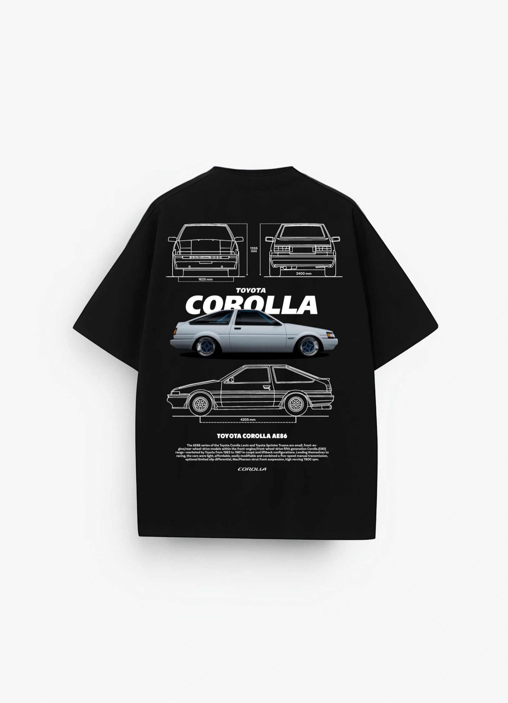 Toyota Corolla Oversized T-shirt Black - Strells