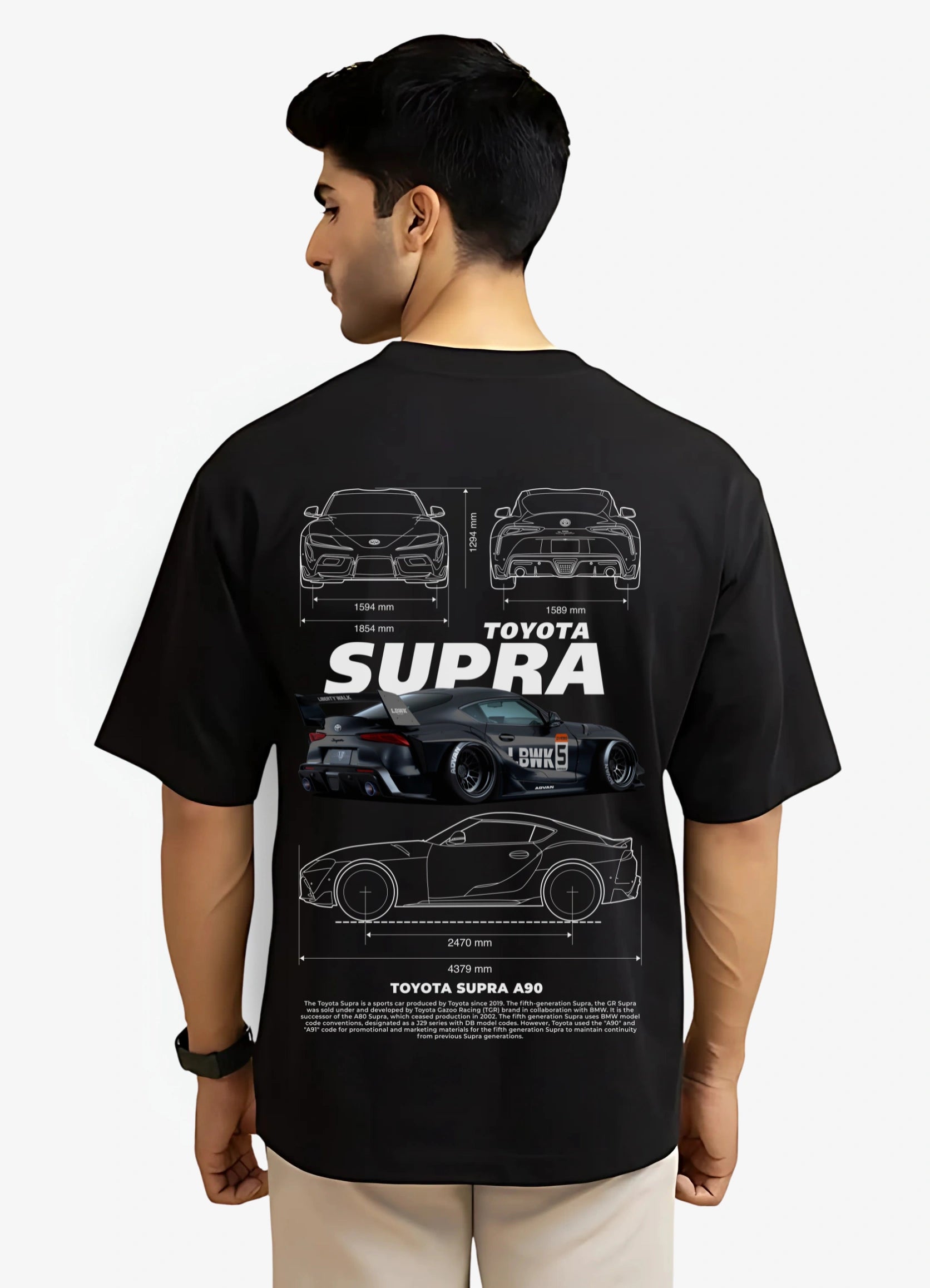 Toyota Supra A90 Oversized T-shirt Black - Strells