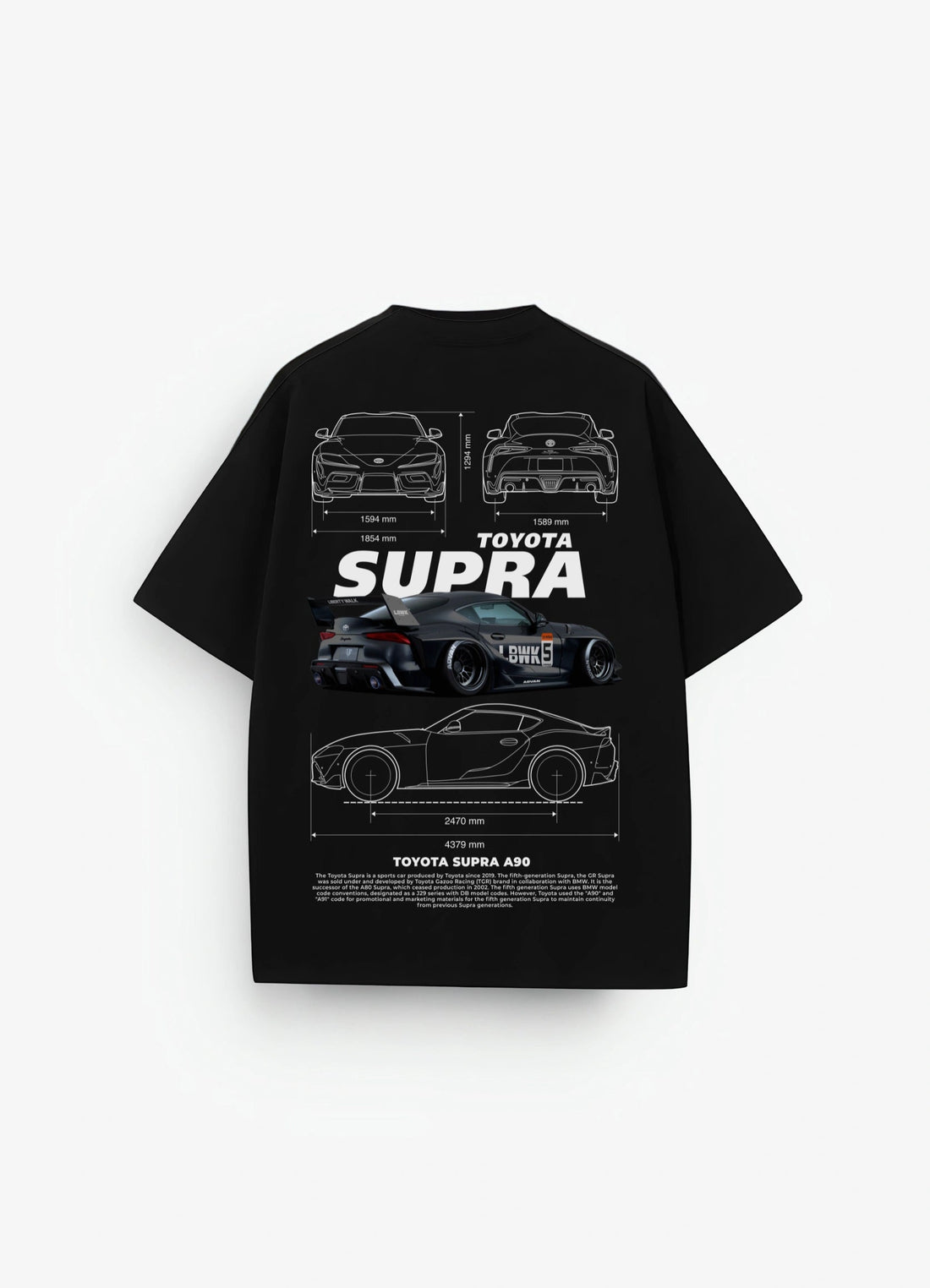 Toyota Supra A90 Oversized T-shirt Black - Strells