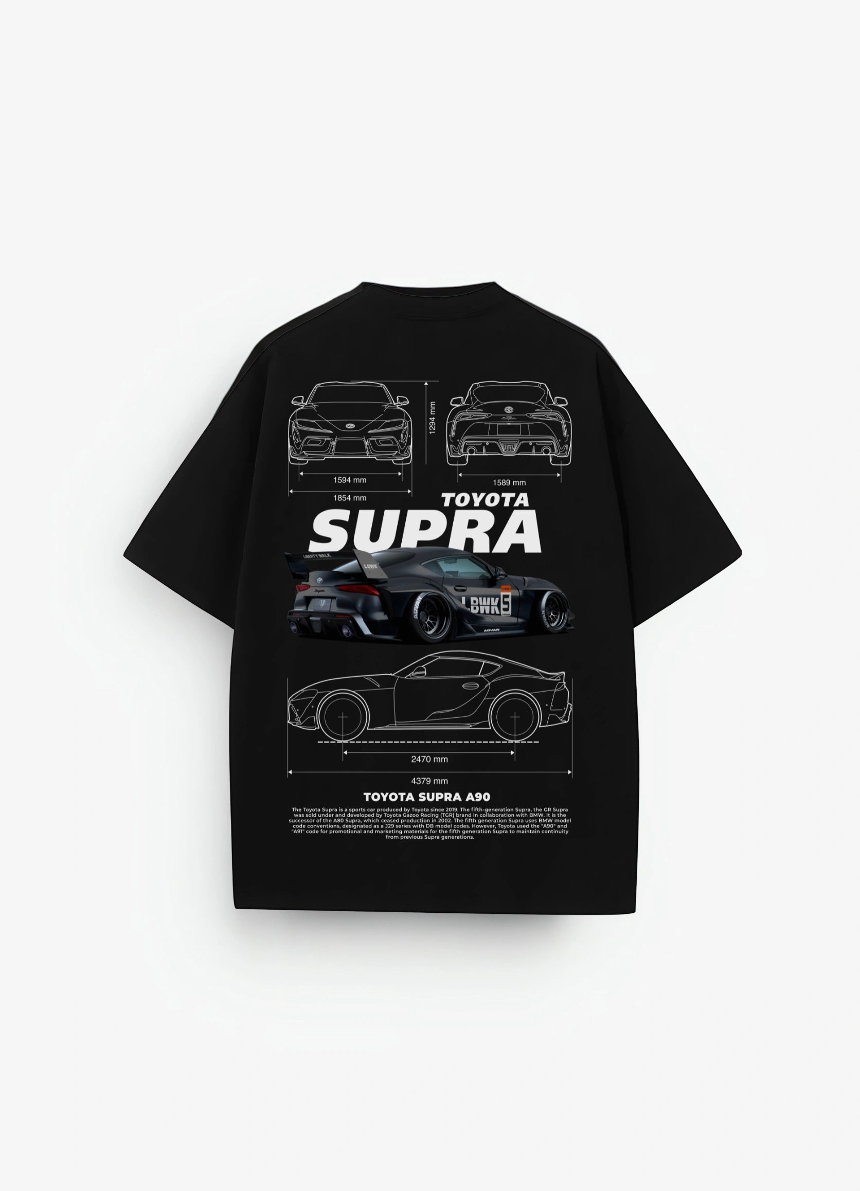 Toyota Supra A90 Oversized T-shirt Black - Strells