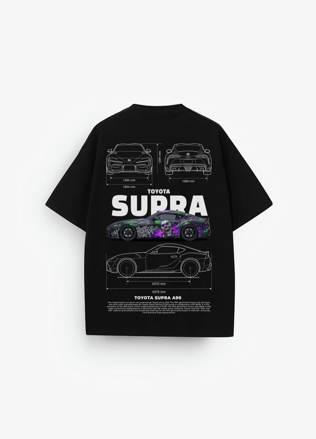 Toyota Supra A90 Oversized T-shirt Black - Strells