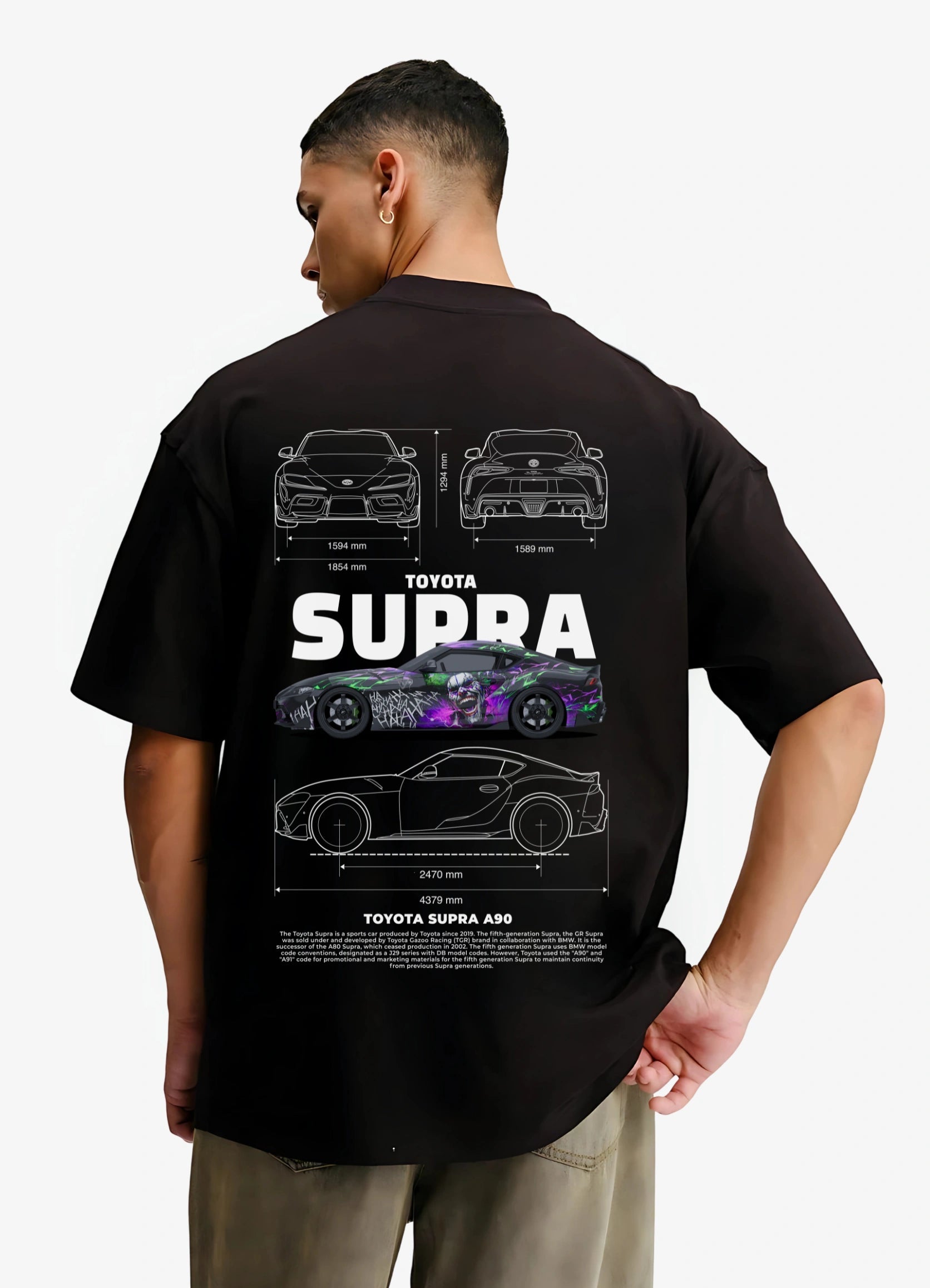 Toyota Supra A90 Oversized T-shirt Black - Strells
