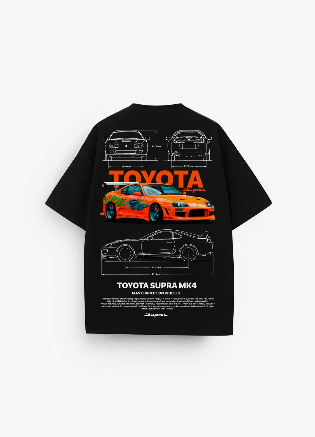 Toyota Supra Mark 4 Oversized T-shirt Black - Strells