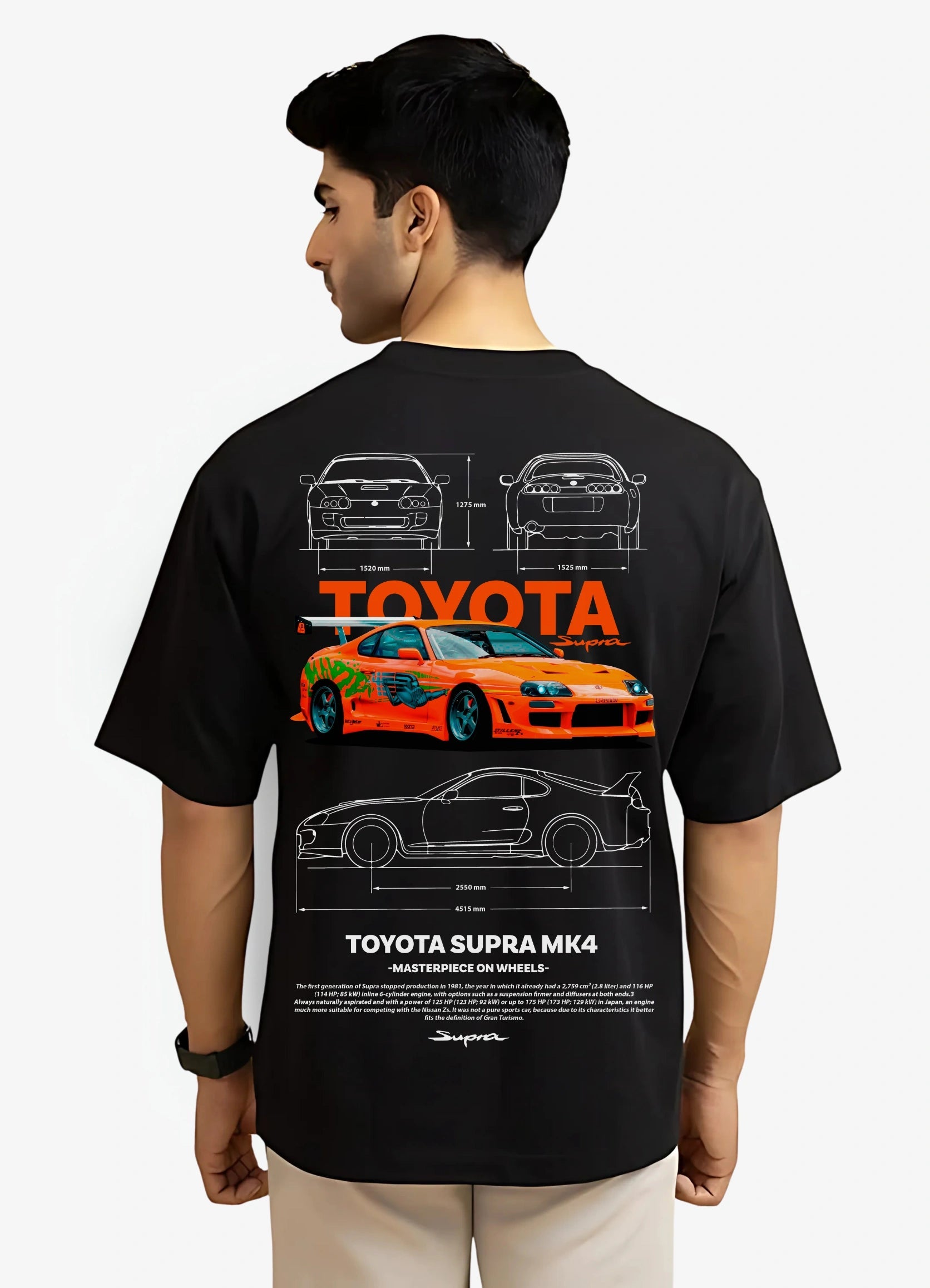Toyota Supra Mark 4 Oversized T-shirt Black - Strells