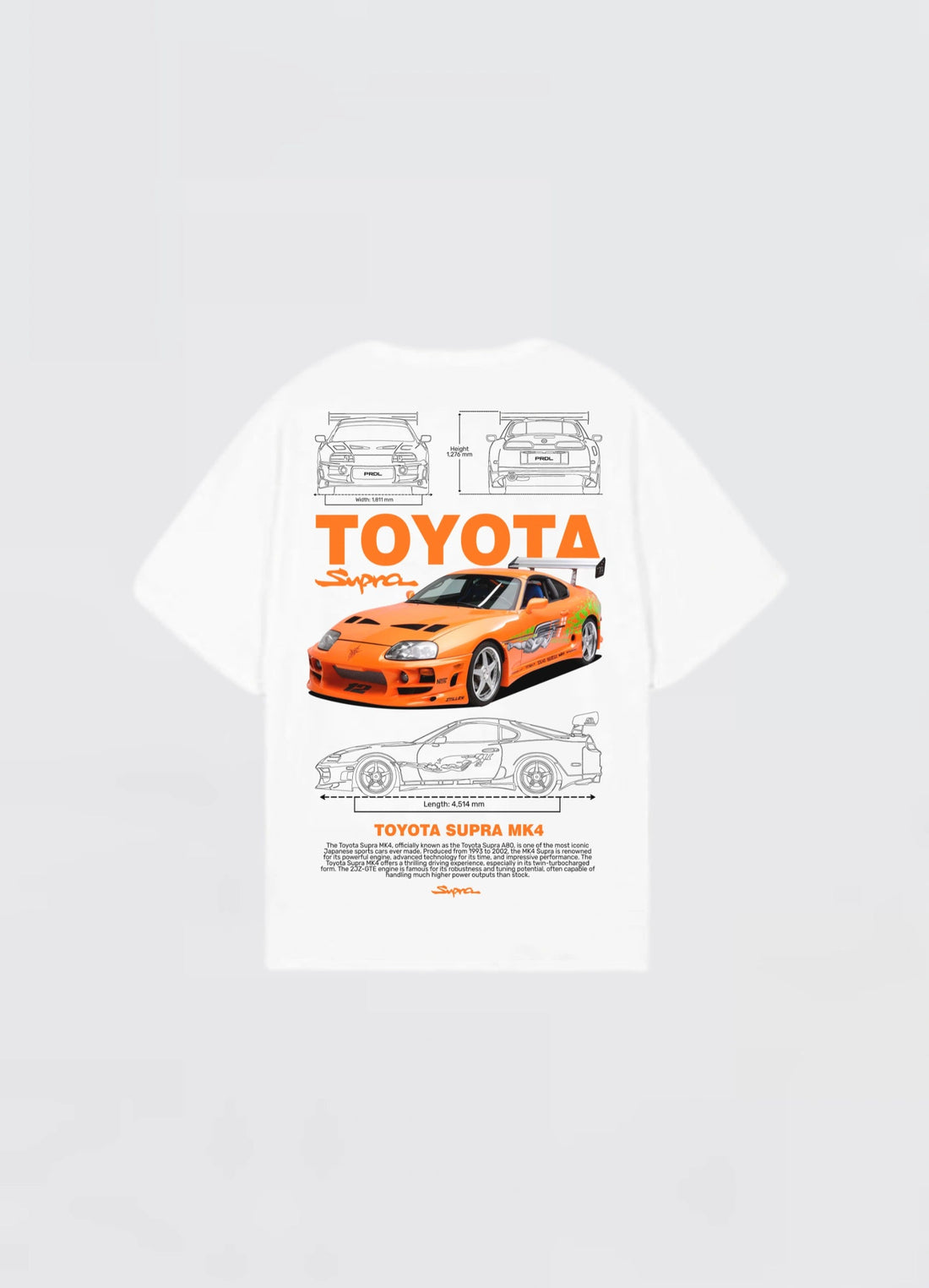 Toyota Supra Mark 4 Oversized T-shirt Off - white - Strells