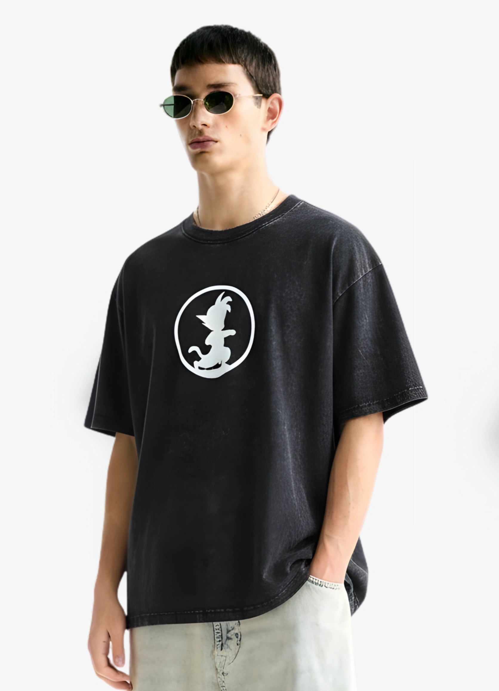 Ultra Goku Acid Washed Oversized T-shirt Black - Strells