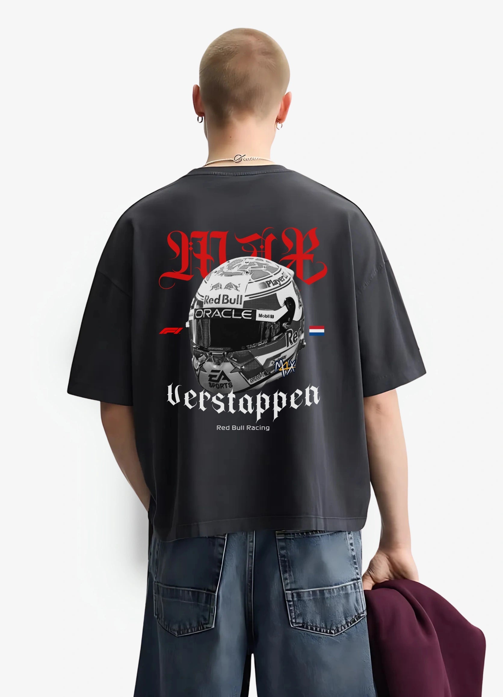 Verstappen Helmet Oversized T-shirt Black - Strells
