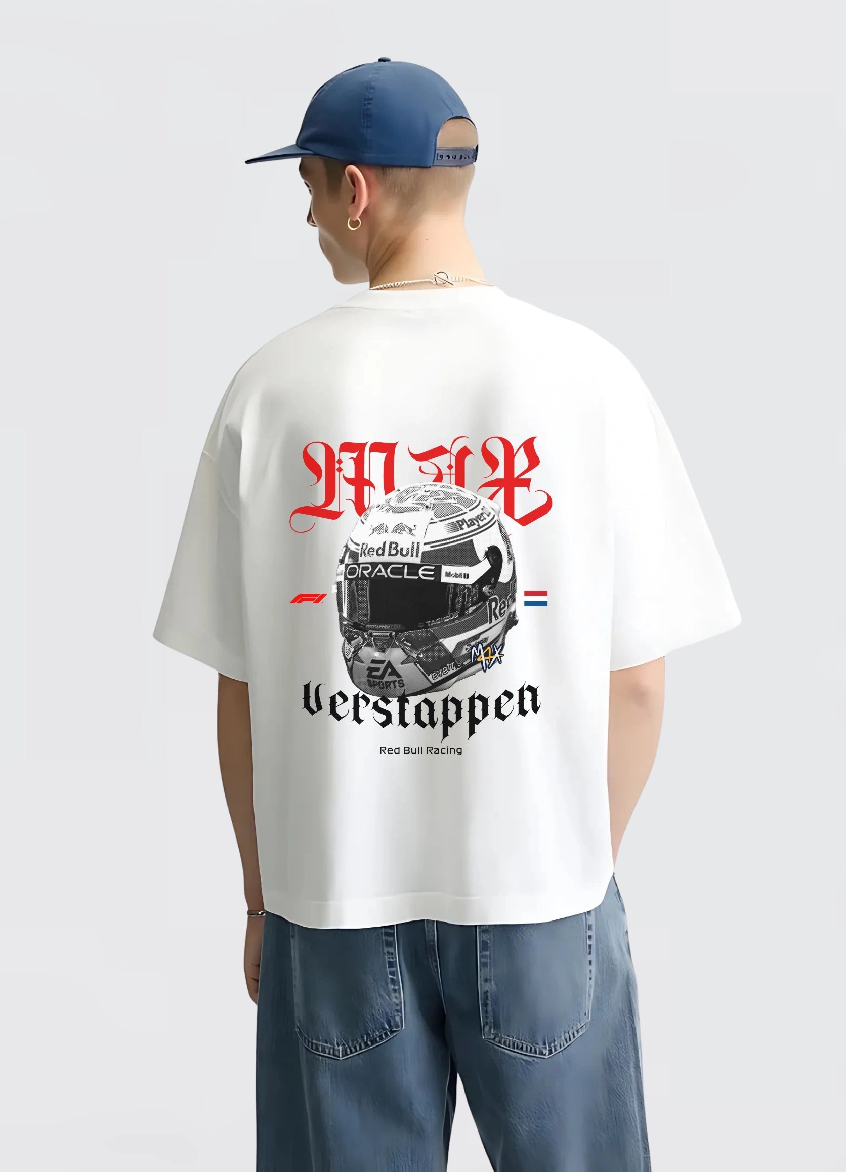 Verstappen Helmet Oversized T-shirt White - Strells