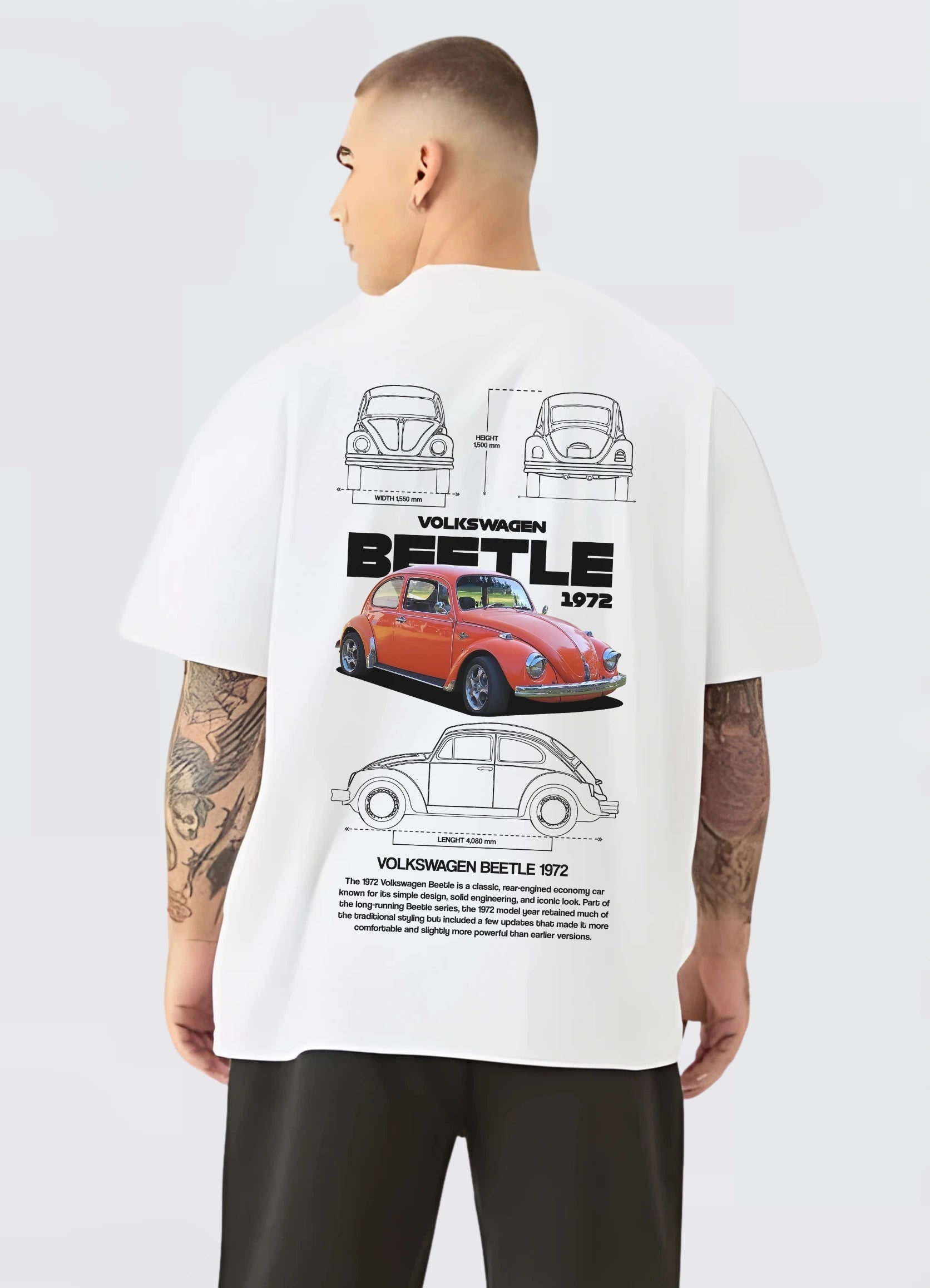 Volkswagen Beetle 1972 Overszized T-shirt Off - white - Strells