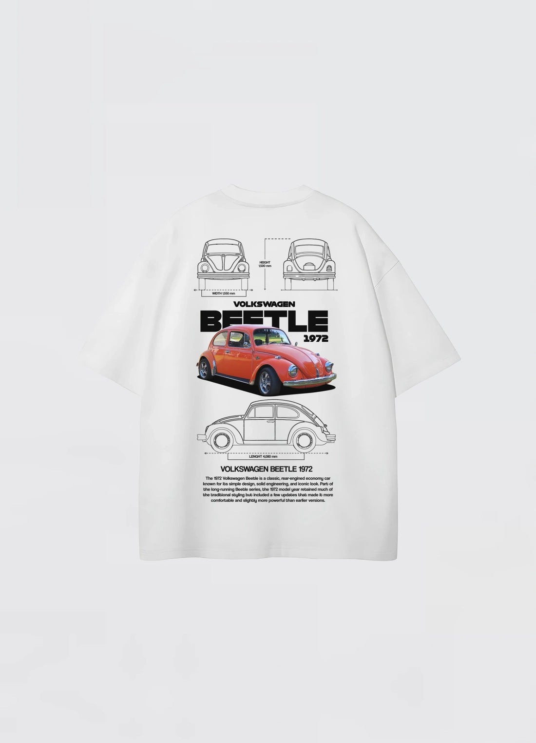 Volkswagen Beetle 1972 Overszized T-shirt Off - white - Strells