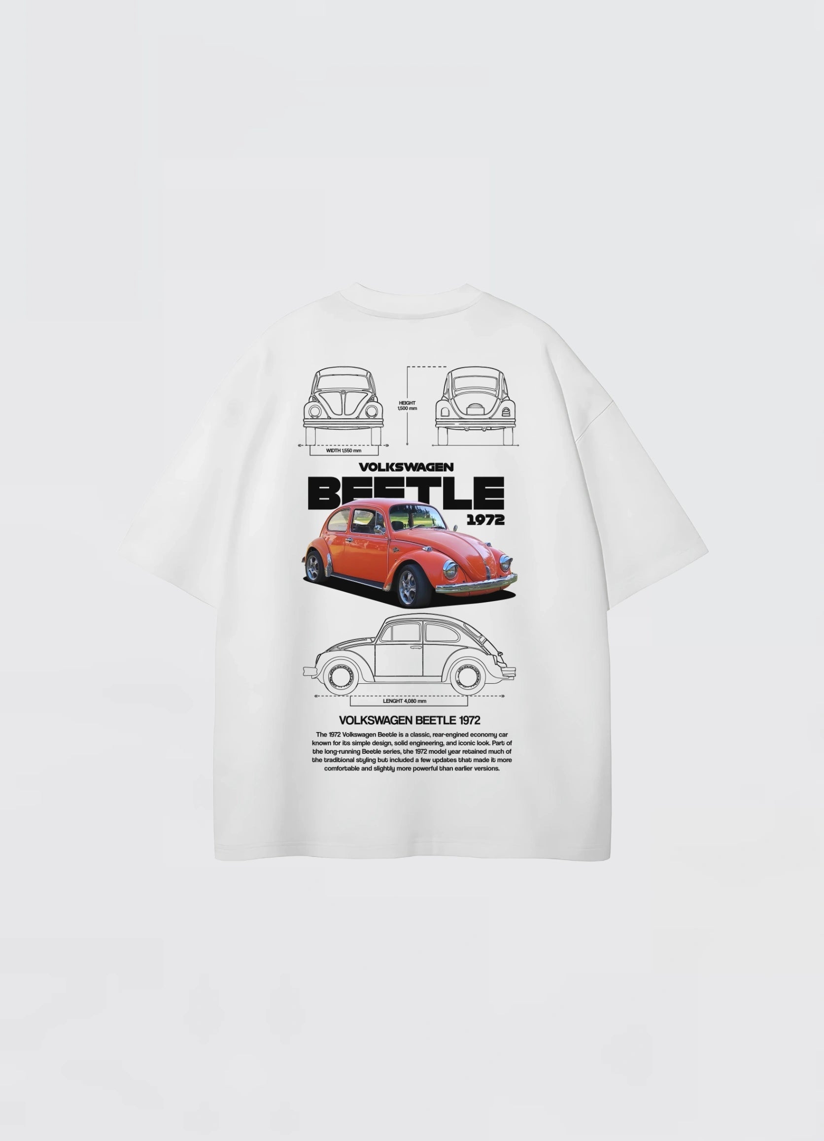 Volkswagen Beetle 1972 Overszized T-shirt Off - white - Strells