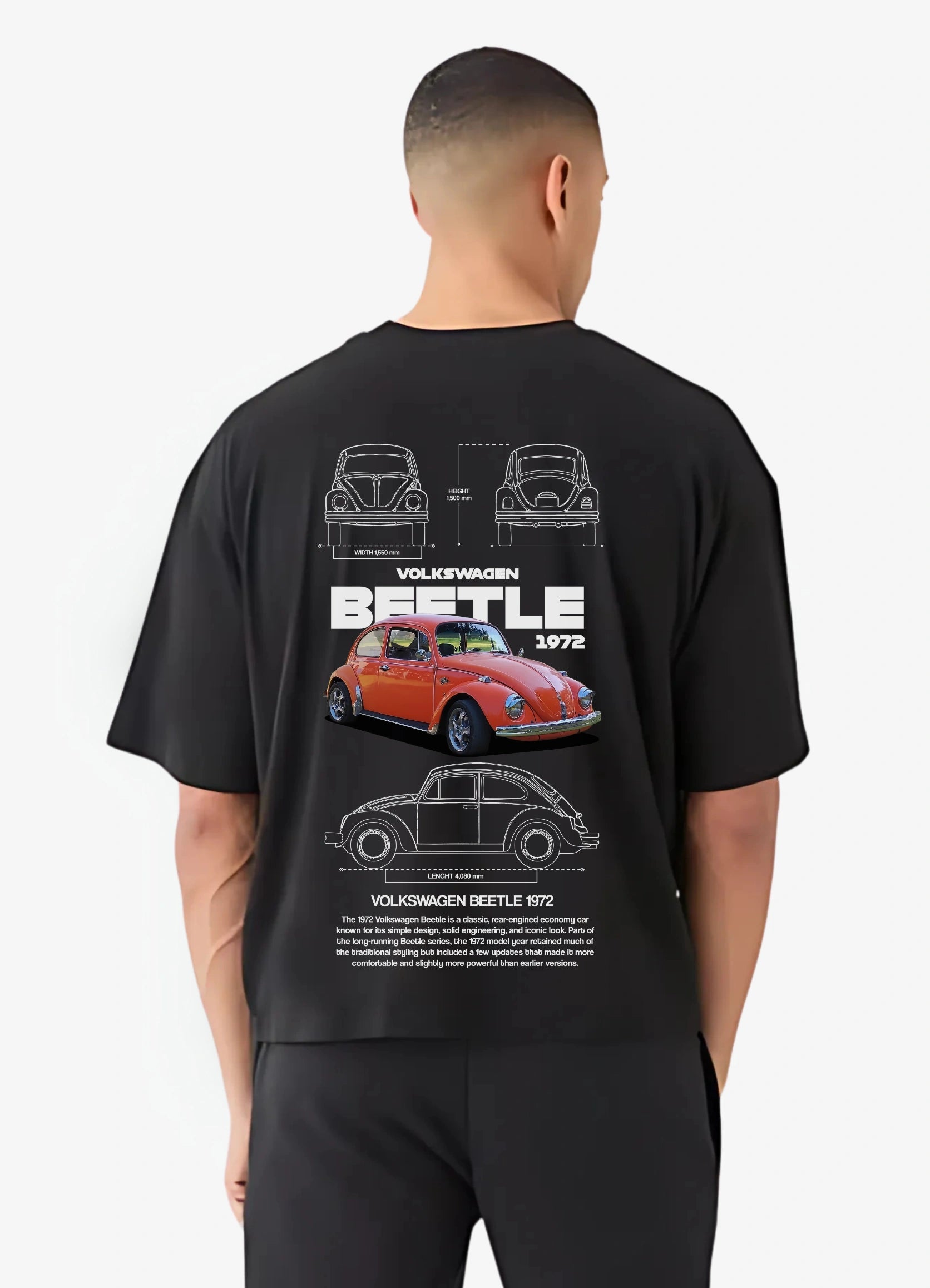 Volkswagen Beetle Oversized T-shirt Black - Strells