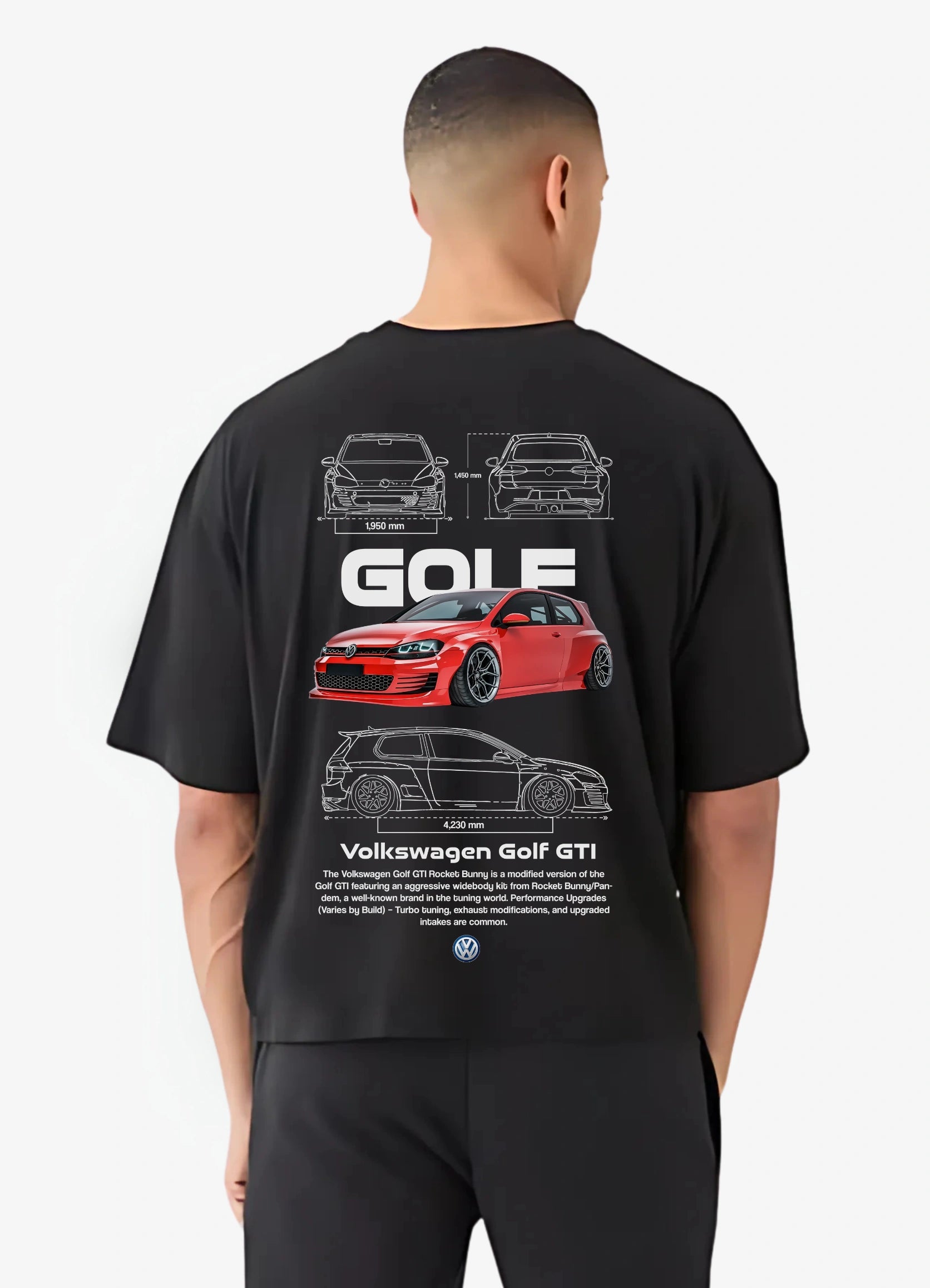 Volkswagen Golf GTI Oversized T-shirt Black - Strells