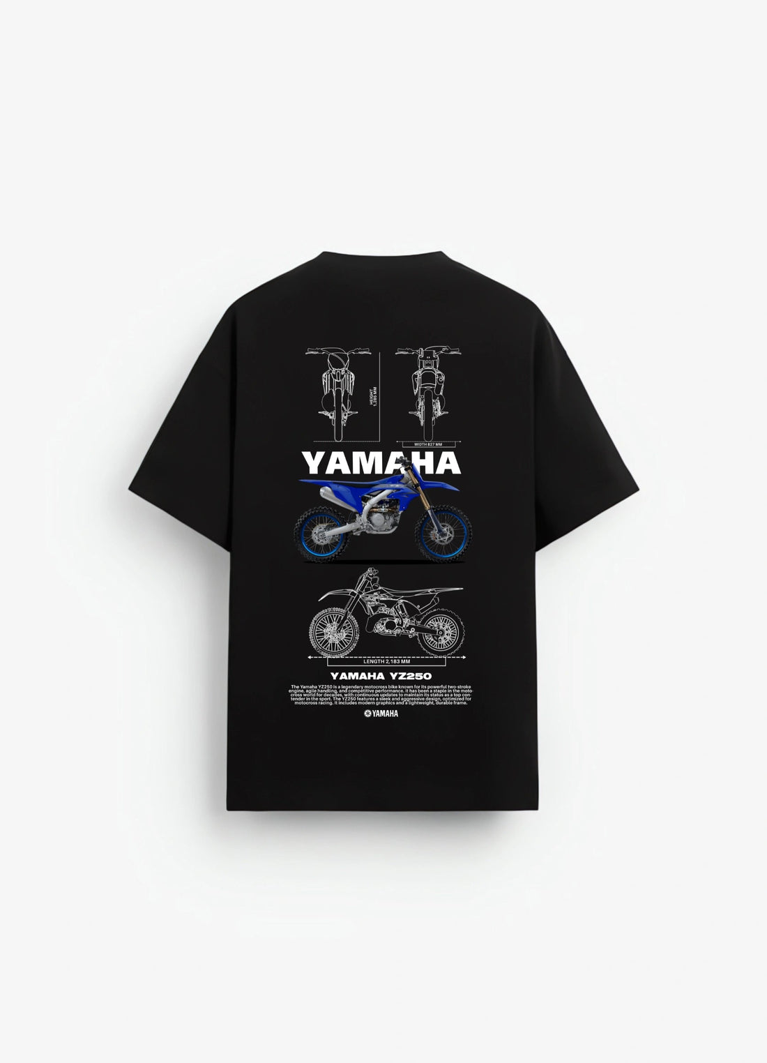 Yamaha YZ250 Bike Oversized T-shirt Black - Strells